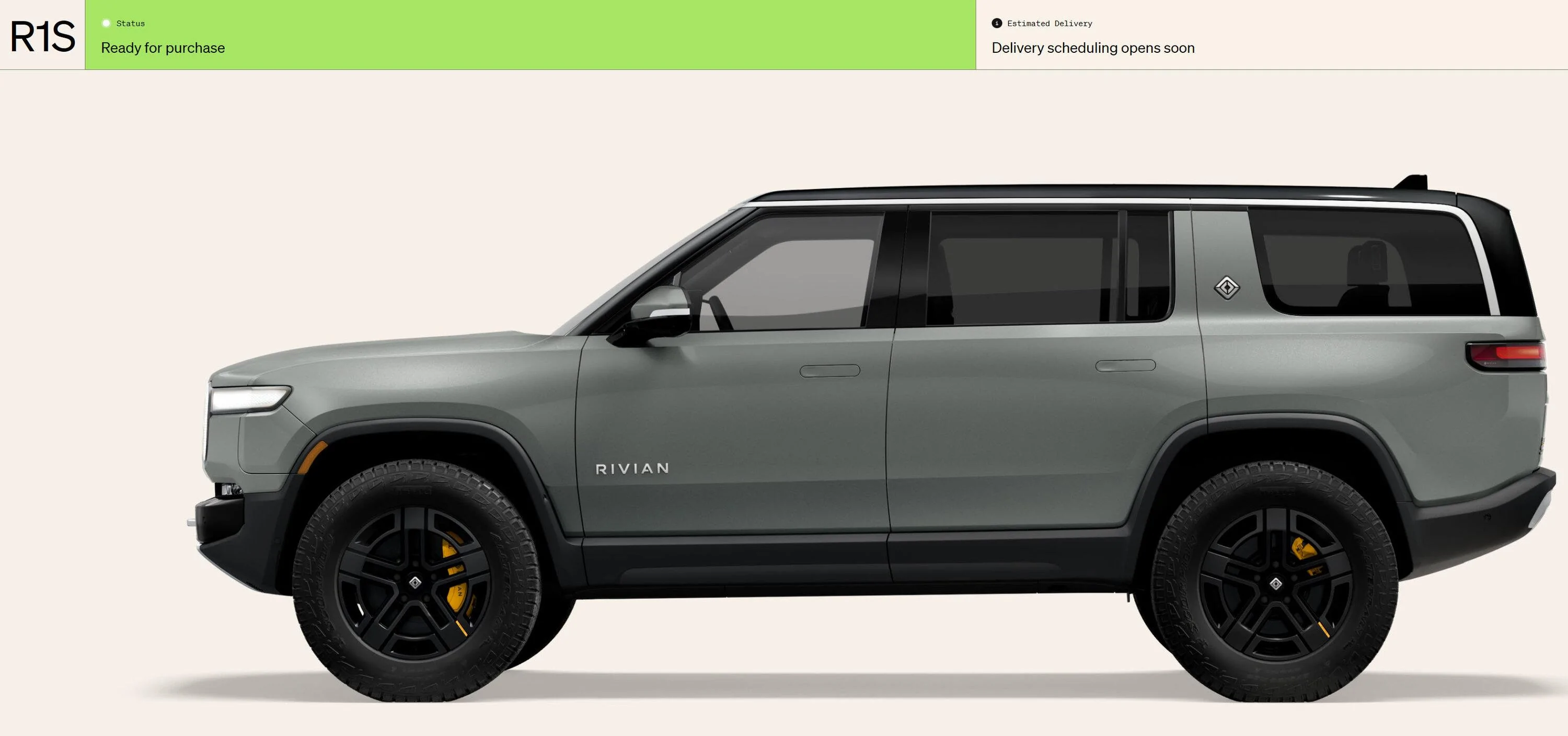 Rivian R1T R1S R1S Shop access live with lots of inventory! Limestone-N