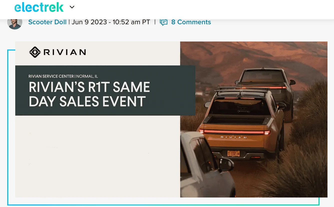 Rivian R1T R1S Rivian Announces Same Day Sales & Delivery Event at Normal Plant on June 17 1686365892634
