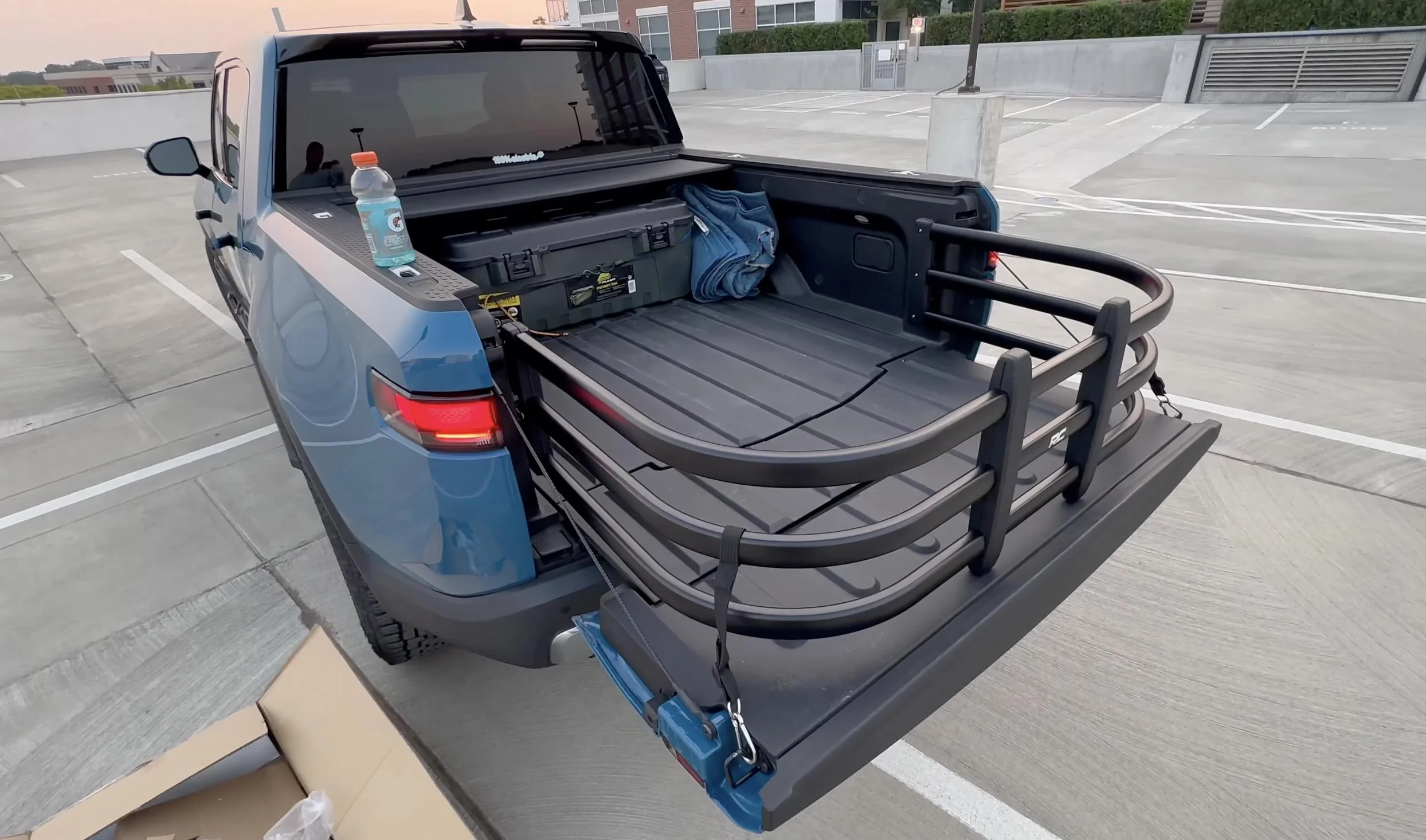 Rivian R1T R1S Rough Country Bed Extender installed on R1T Rough Country Bed Extender Rivian R1T