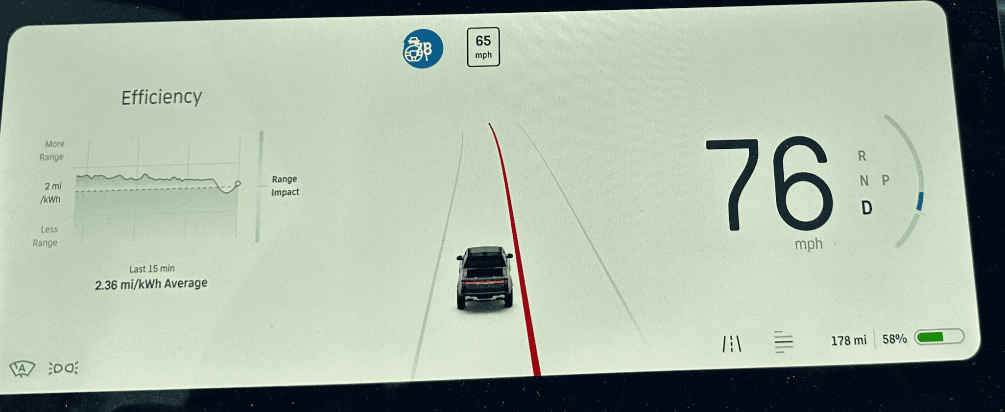 Rivian R1T R1S Driver's display UI artifact Screenshot 2023-06-13 at 9.45.18 PM