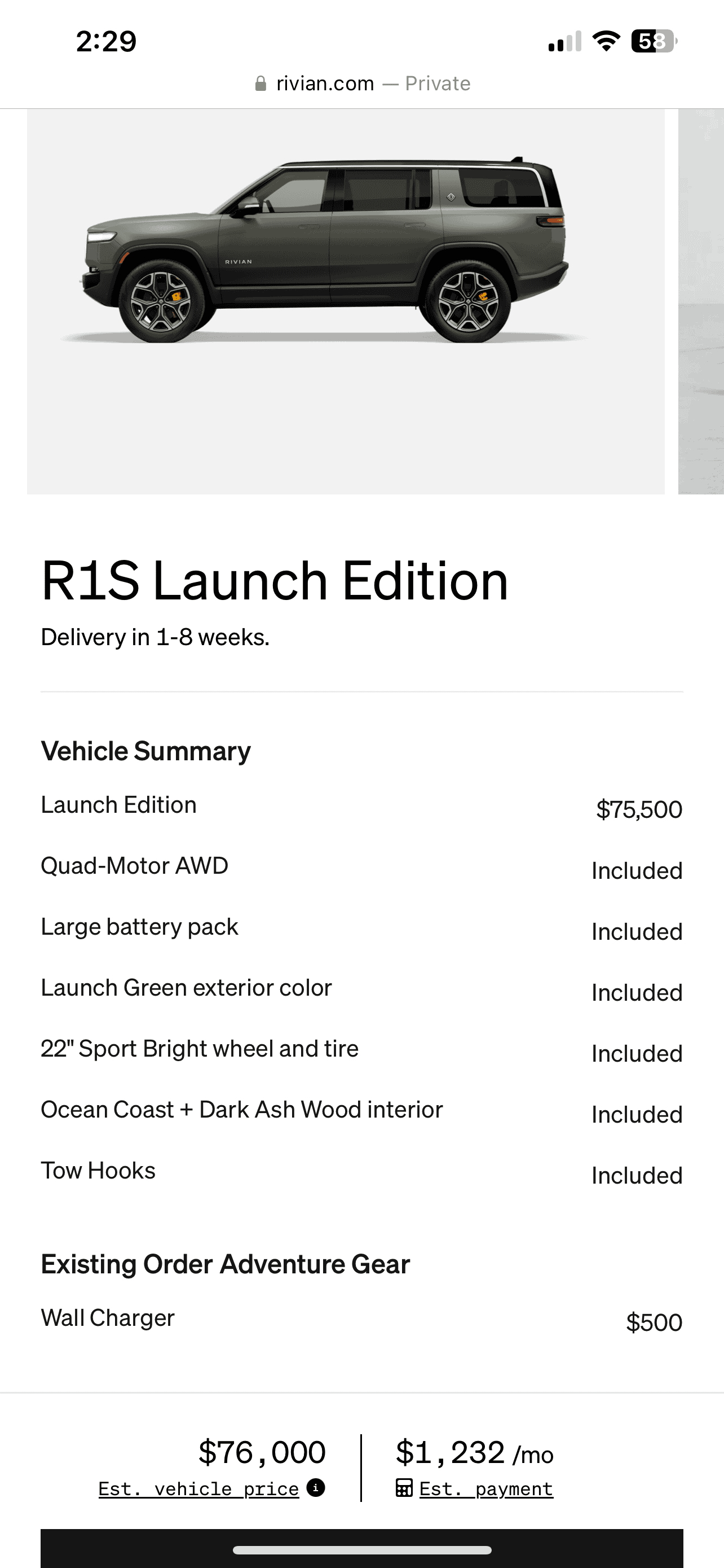 Rivian R1T R1S R1S Shop access live with lots of inventory! IMG_9698