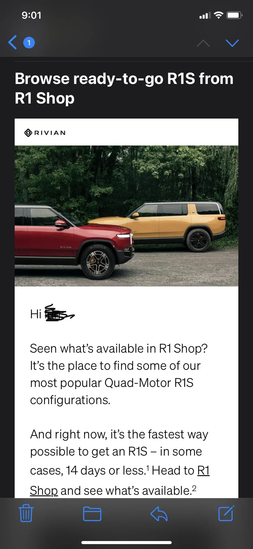 Rivian R1T R1S R1S Shop access live with lots of inventory! IMG_3928