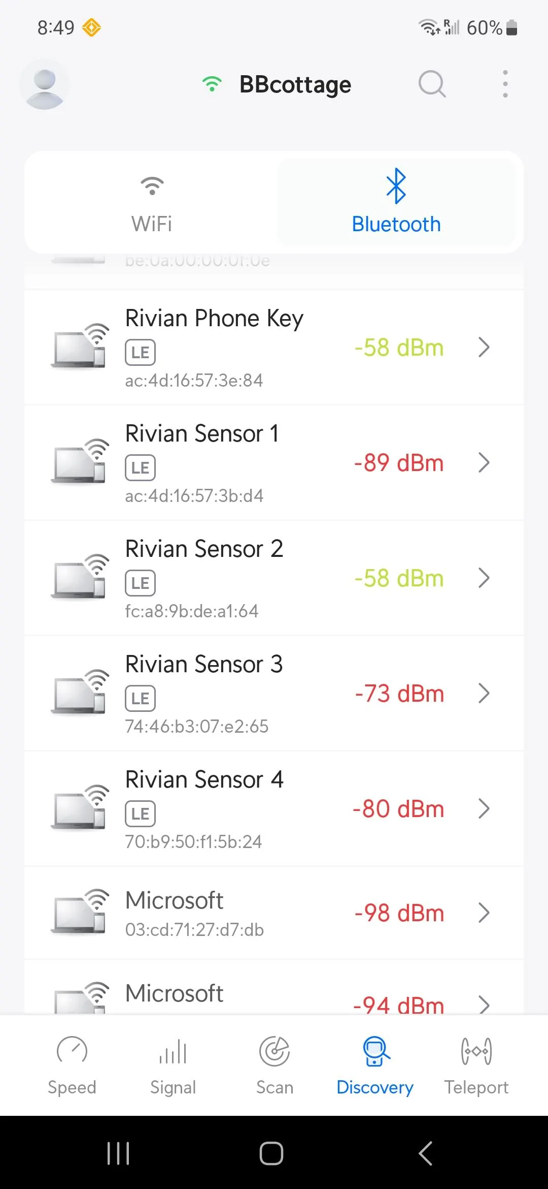 Rivian R1T R1S PAAK (Phone as a Key) - How to test bluetooth strength.  Post numbers if yours works Screenshot_20230617_204916_WiFiman