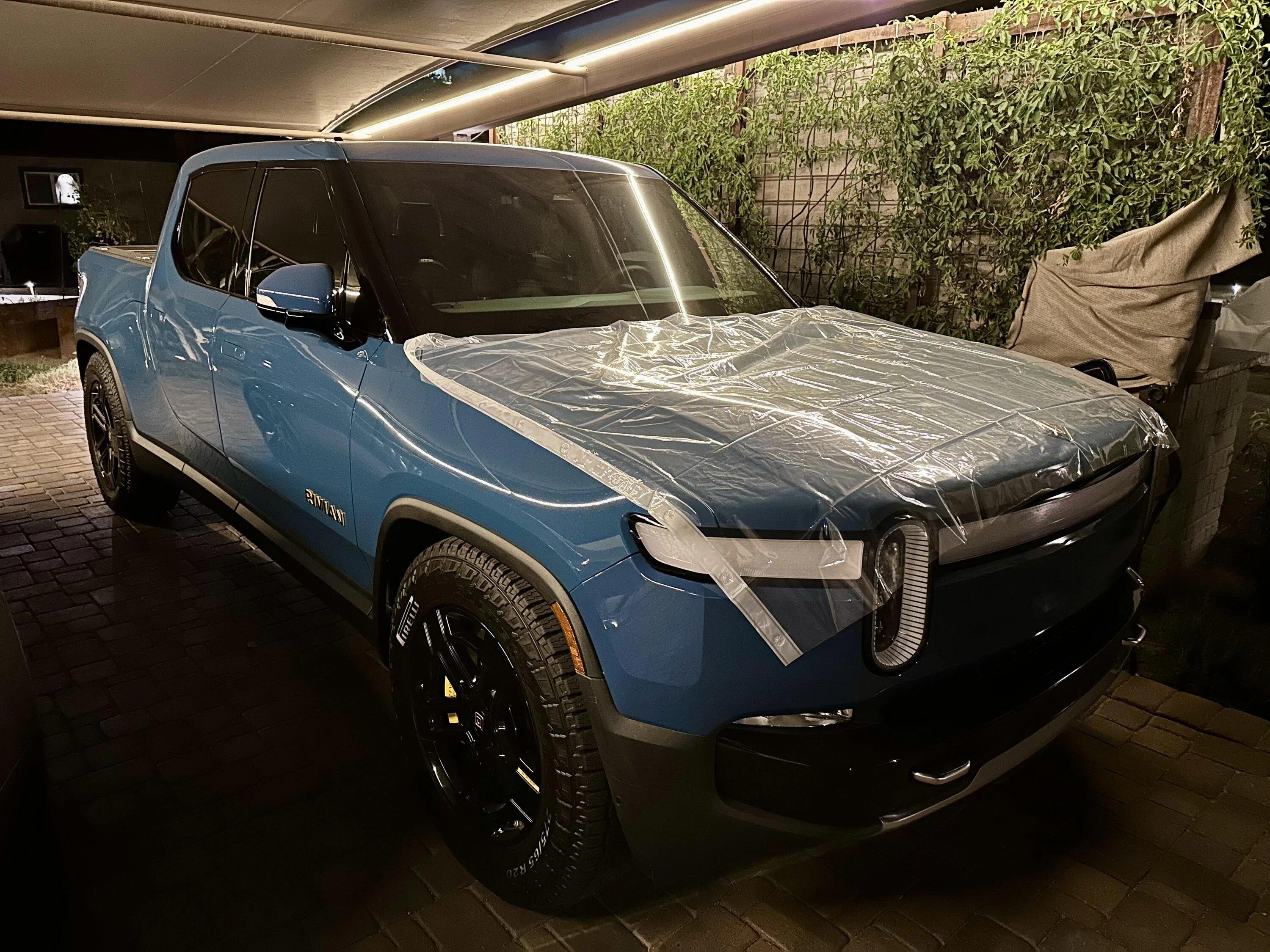 Rivian R1T R1S A cat likes my R1T hood IMG_2342