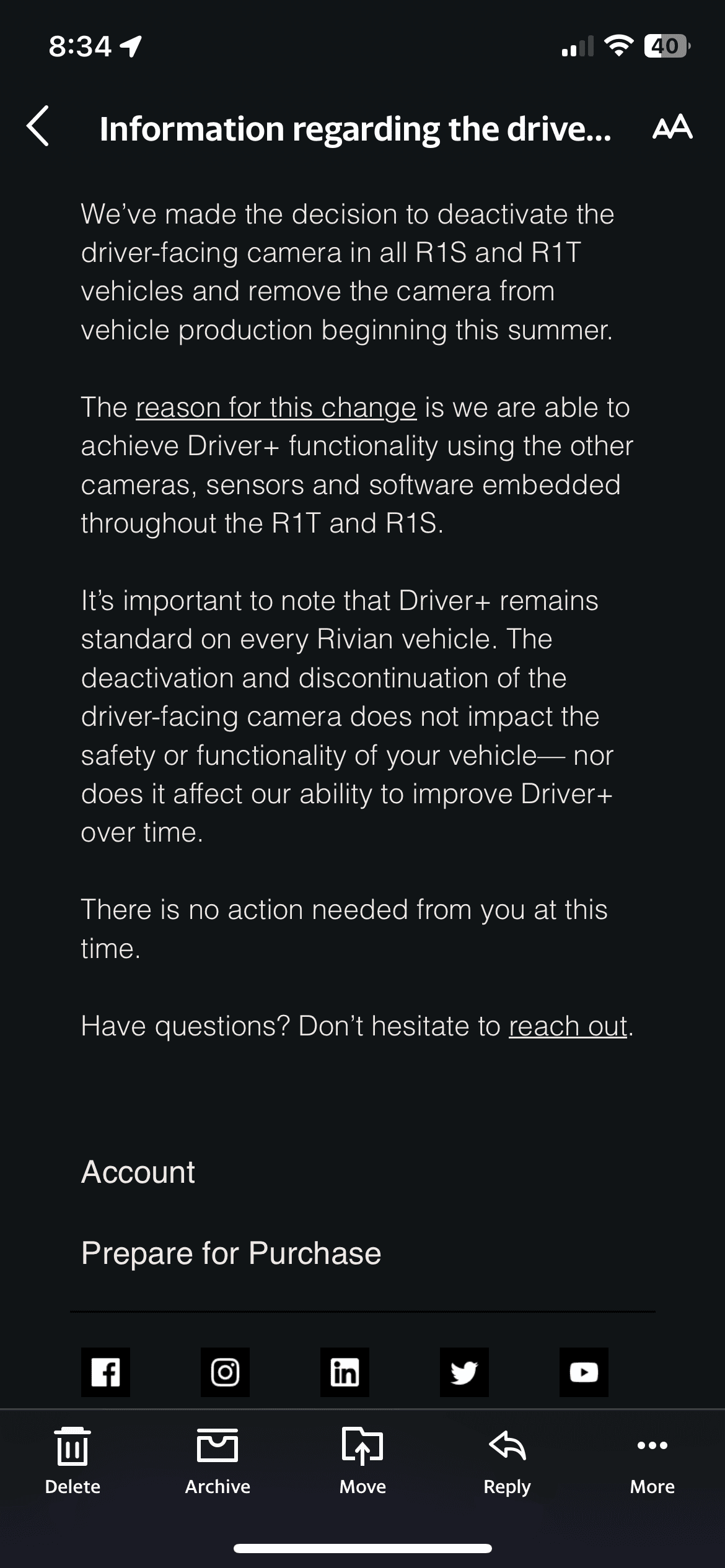 Rivian R1T R1S Deactivation and removal of Driver+ driver facing camera IMG_5919
