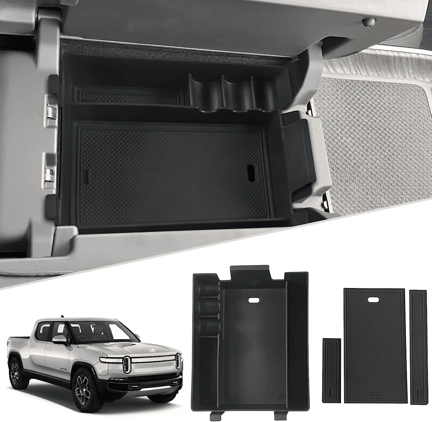 Rivian R1T R1S Accessories - Floor console organizer / Tesla Charger Adapter / Phone Mount / Bed Mat / Etc. 1687562903132