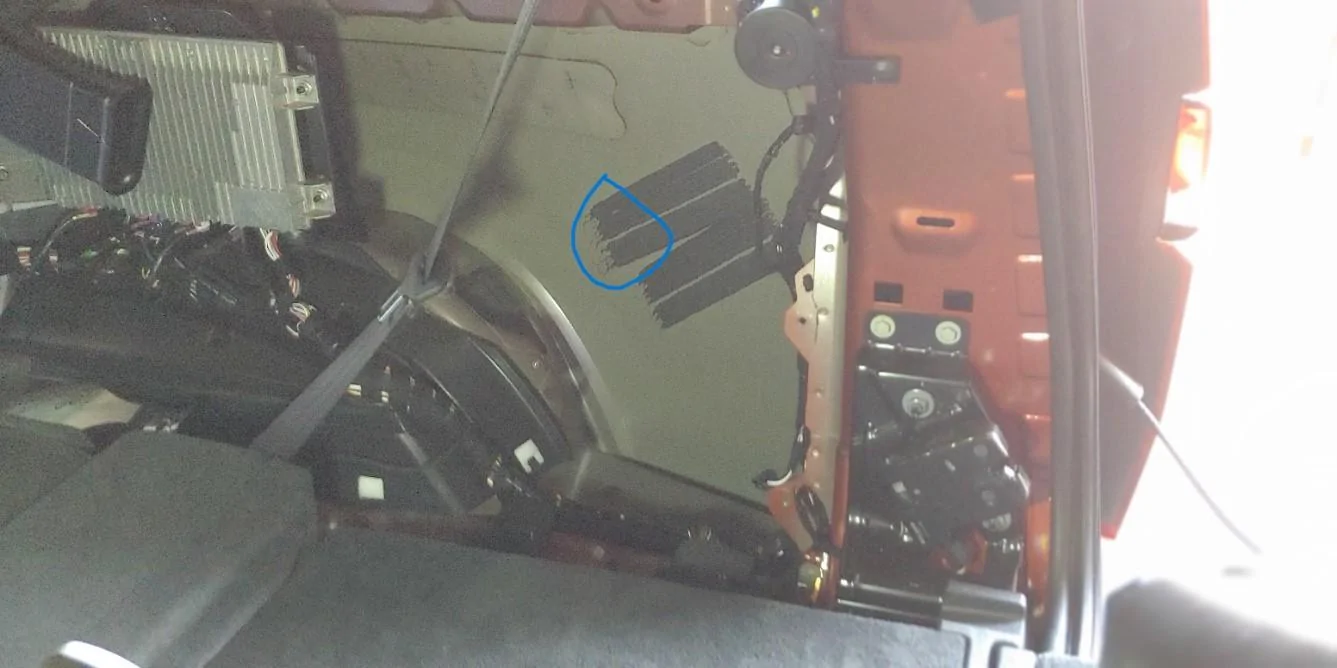 Rivian R1T R1S R1S Subwoofer removal, vibration rattle fix and pics 20230624_090818