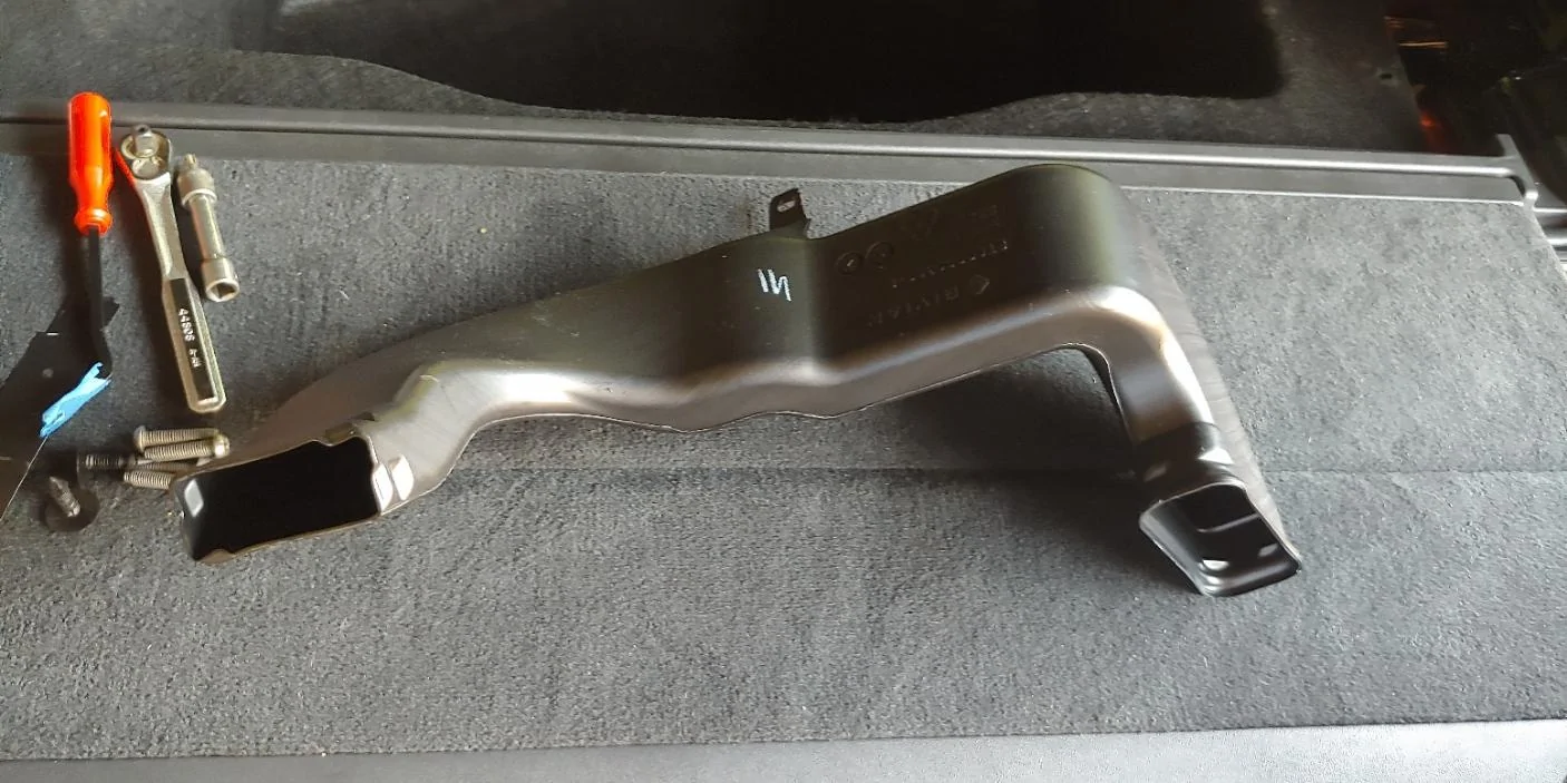 Rivian R1T R1S R1S Subwoofer removal, vibration rattle fix and pics 20230624_090310
