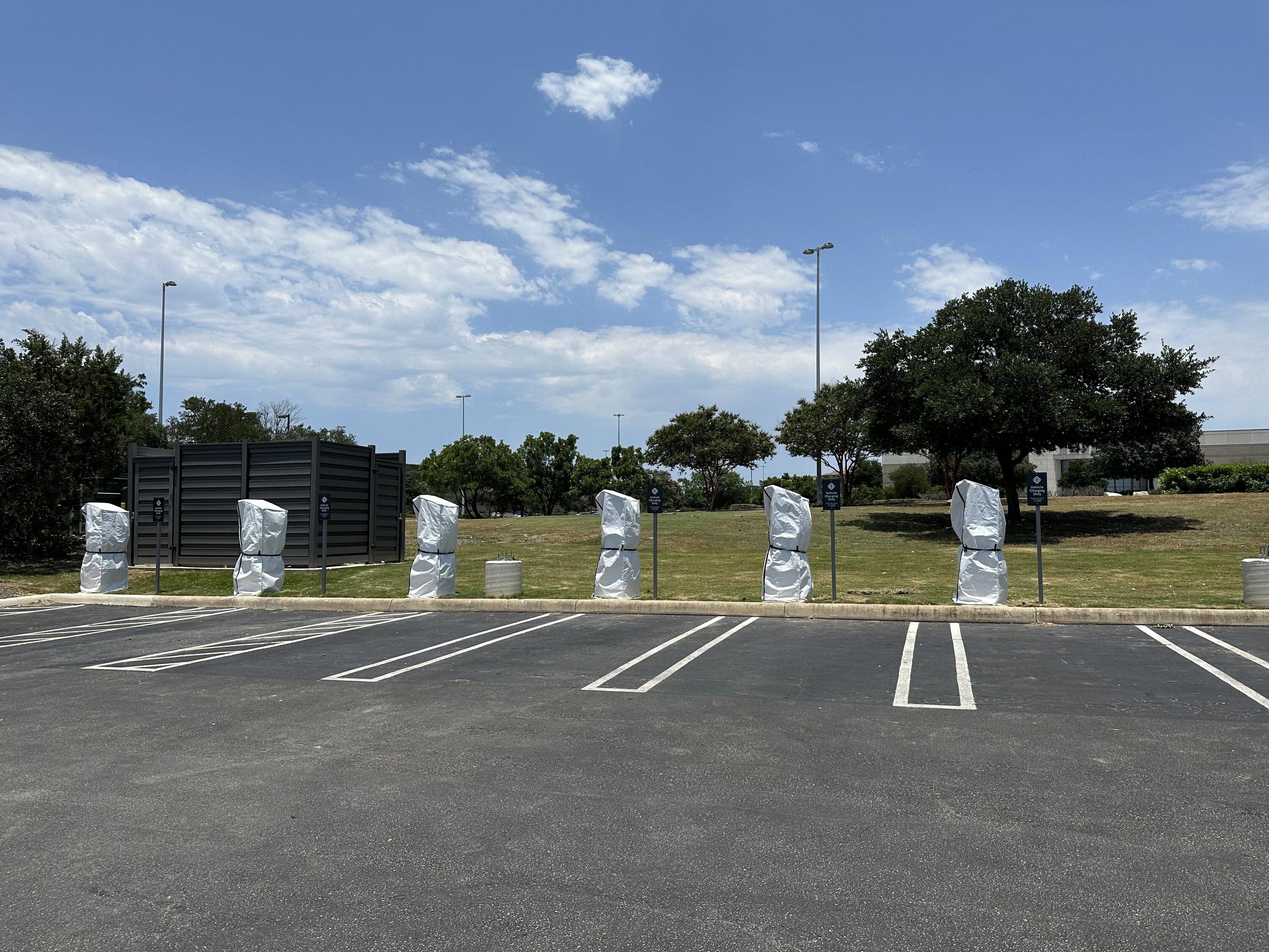 Rivian R1T R1S RAN chargers being installed in San Antonio Texas @ The Shops at La Cantera IMG_6356