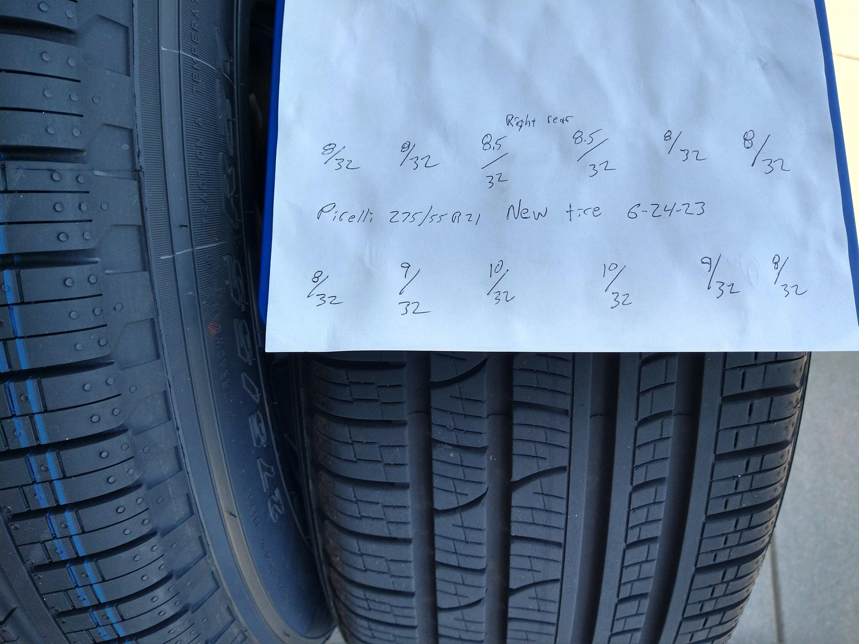 Rivian R1T R1S 21" inch factory tire tread wear measurements @ 6-month 5K miles IMG_20230624_121459190_HDR