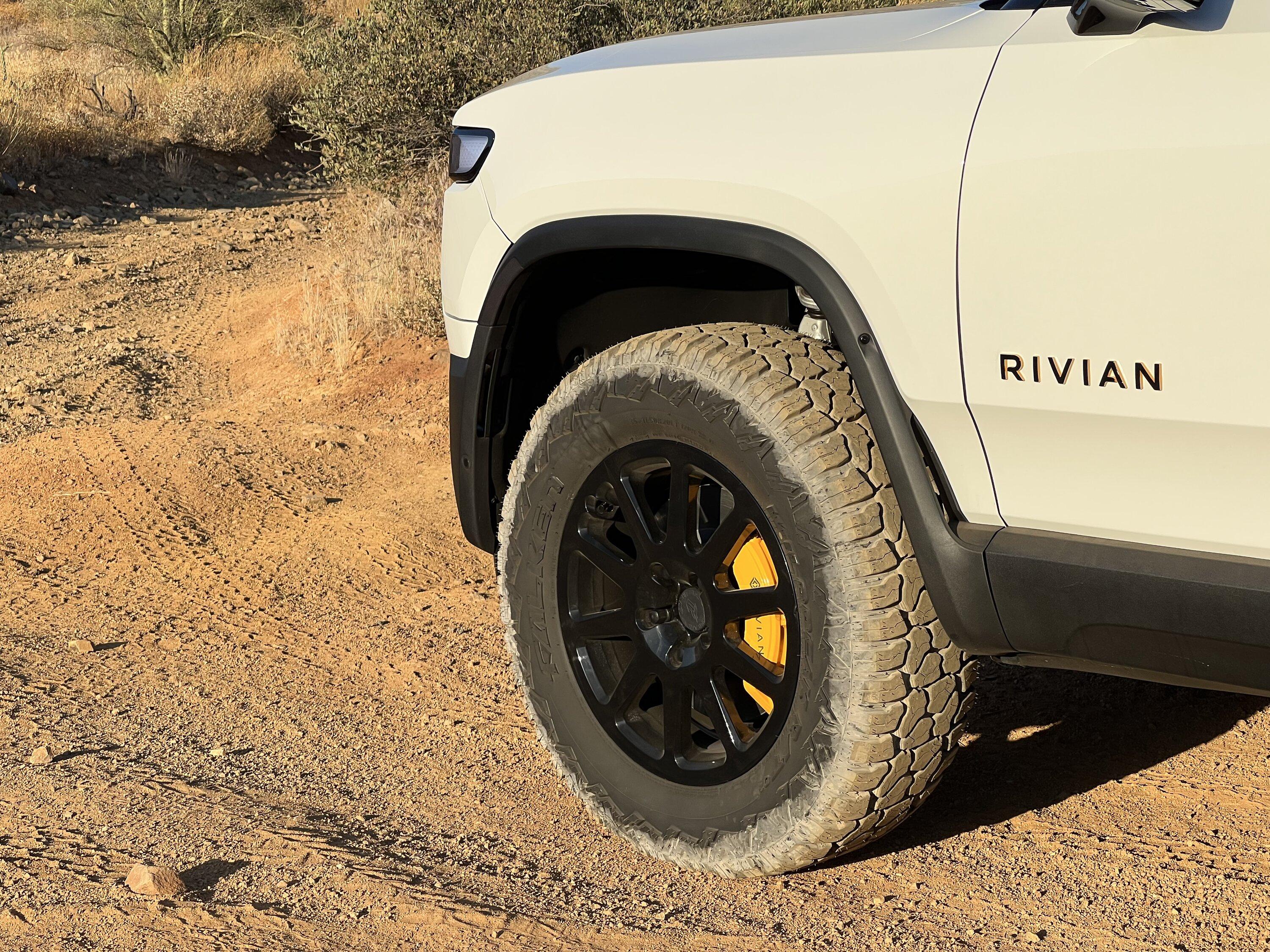 Rivian R1T R1S Thuren wheels + 35" inch Falken Wildpeak R/T tires on Glacier White R1S IMG_8494.JPG