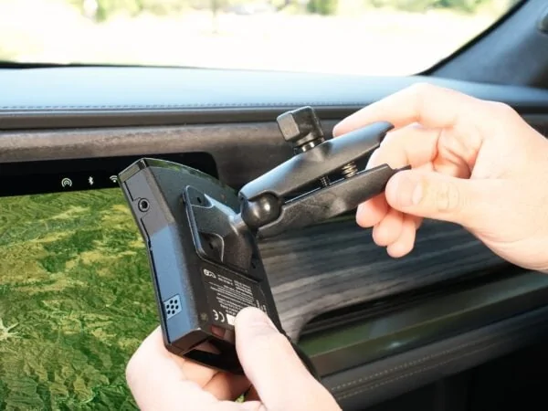 Rivian R1T R1S Radar Detector / Accessories Dash Mount Setup for Rivian R1T / R1S - Quick, Easy, and Removable DSC01500-600x450