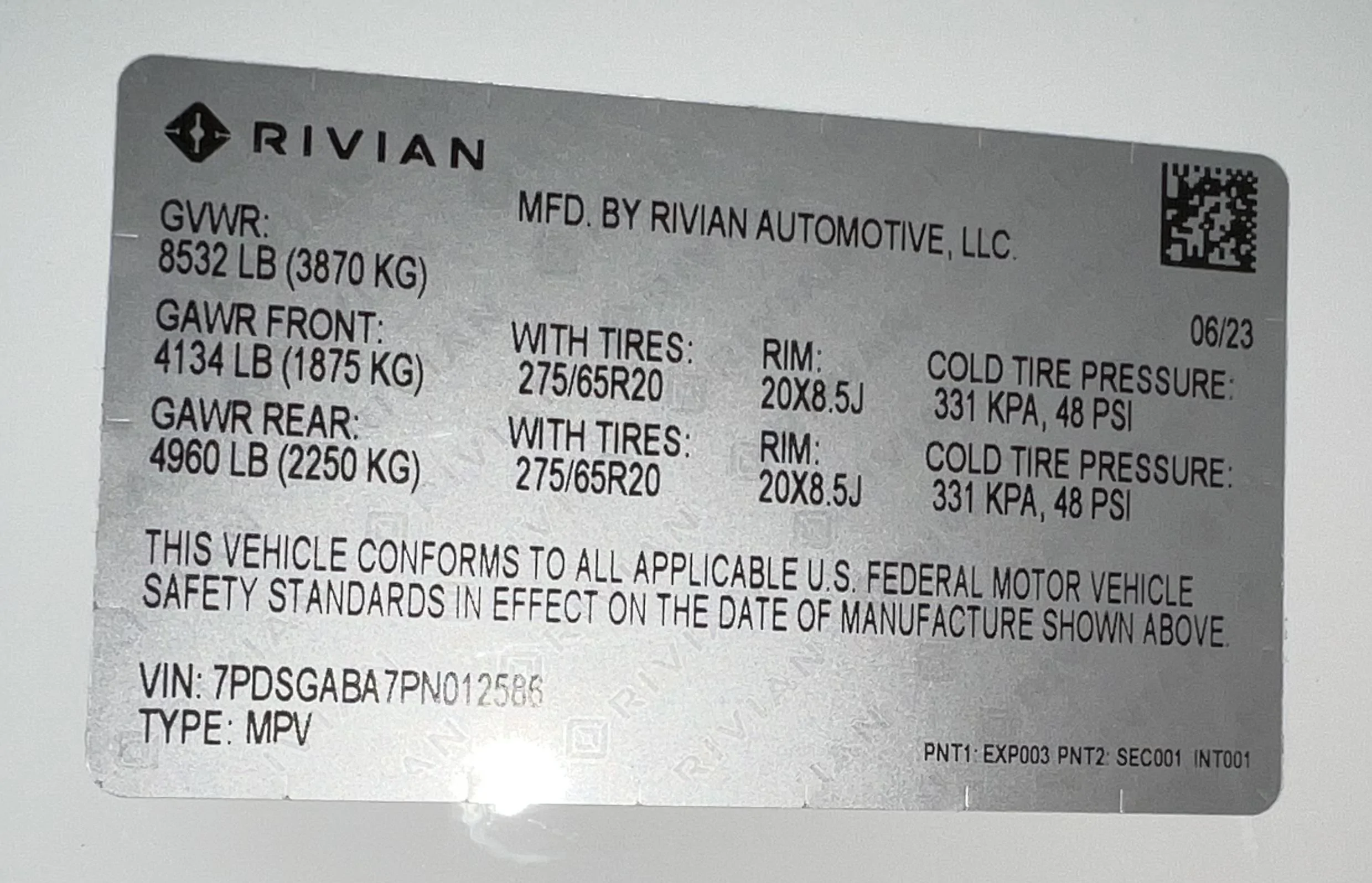 Rivian R1T R1S R1S Payload Stickers 1688435489094