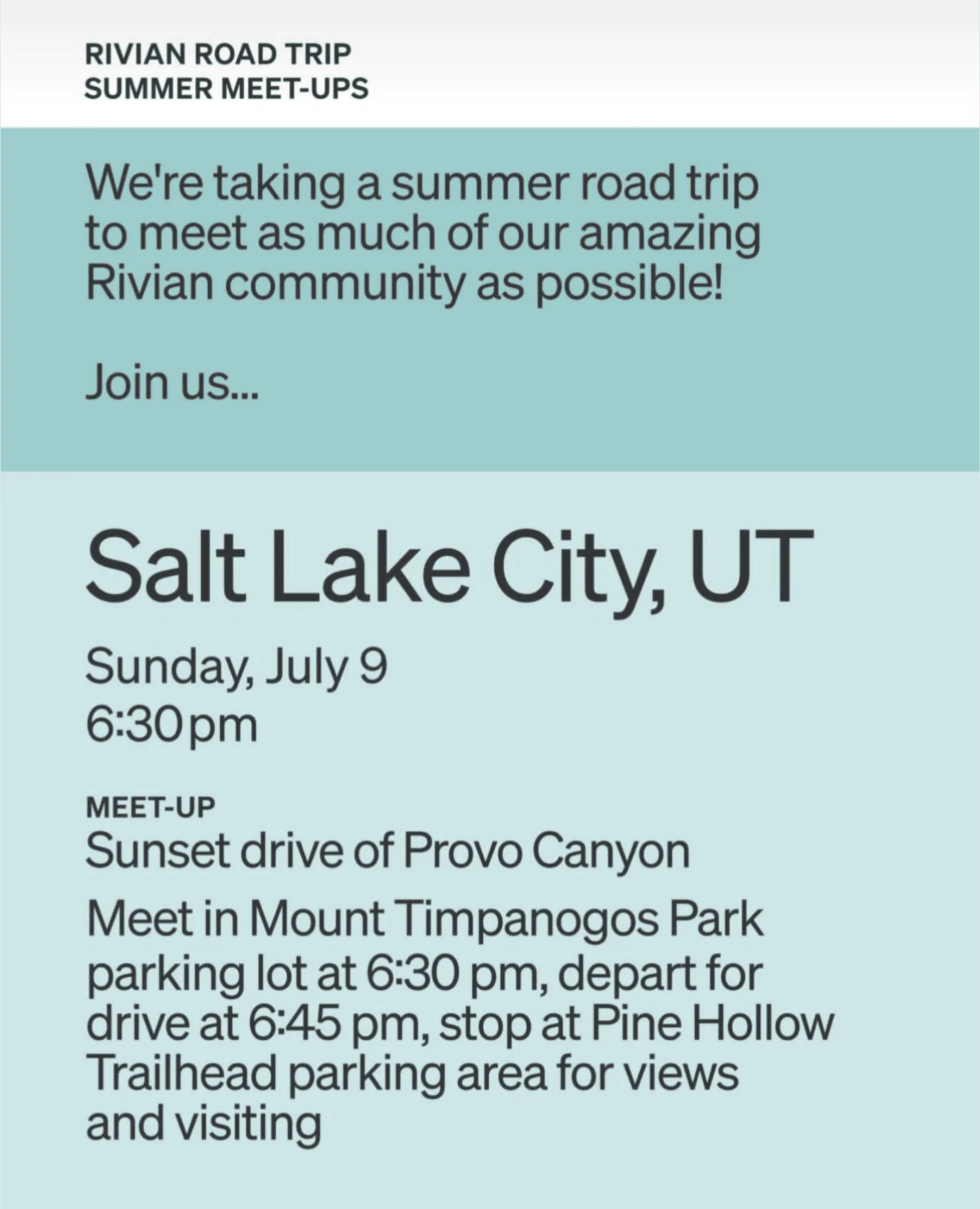 Rivian R1T R1S Rivian Official Events: Las Vegas (July 2) and Salt Lake City (July 9th) Screenshot_20230706-130947