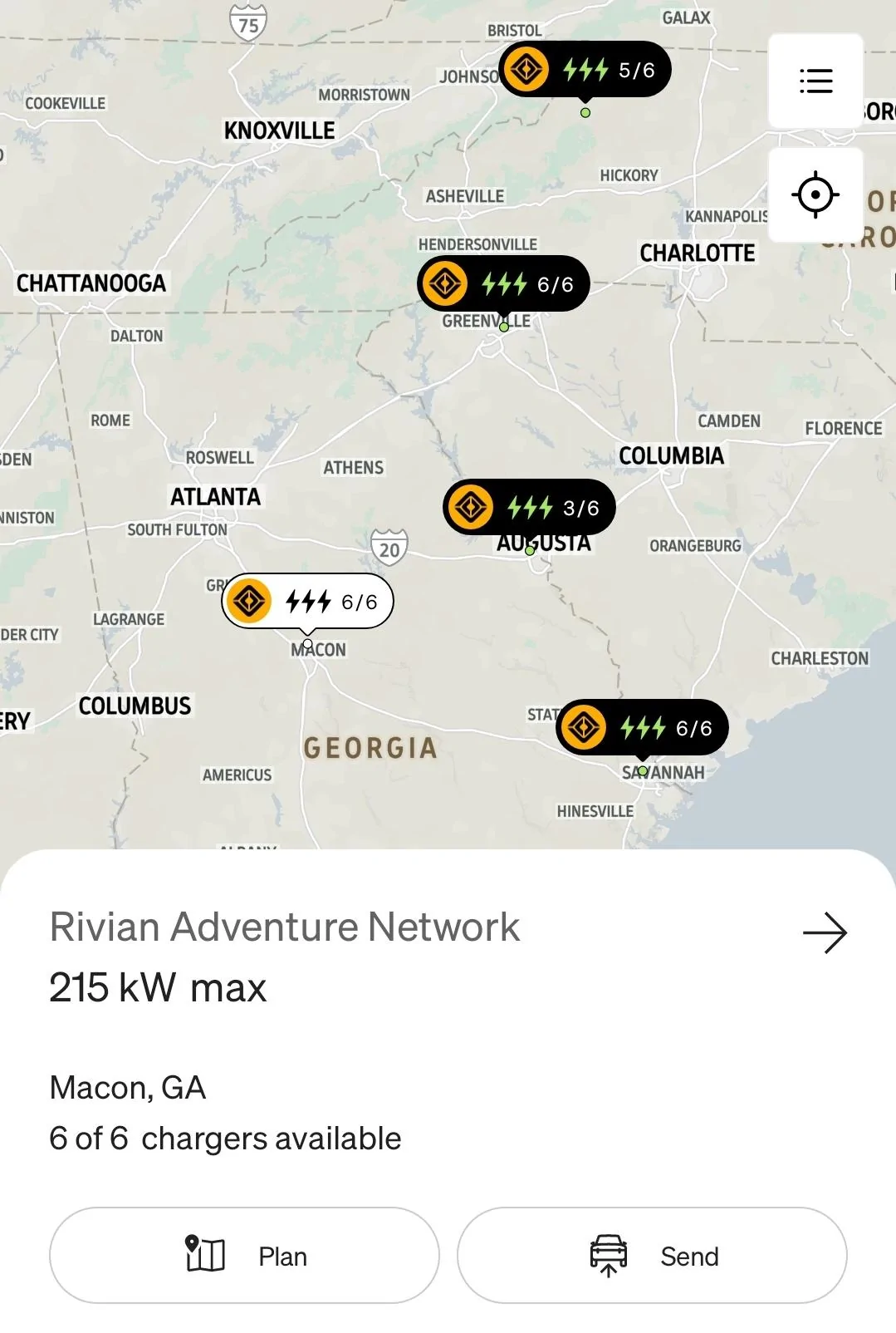 Rivian R1T R1S RAN Rivian Charging Stations Locations Map via Google Maps Screenshot_20230708_111827_Rivian