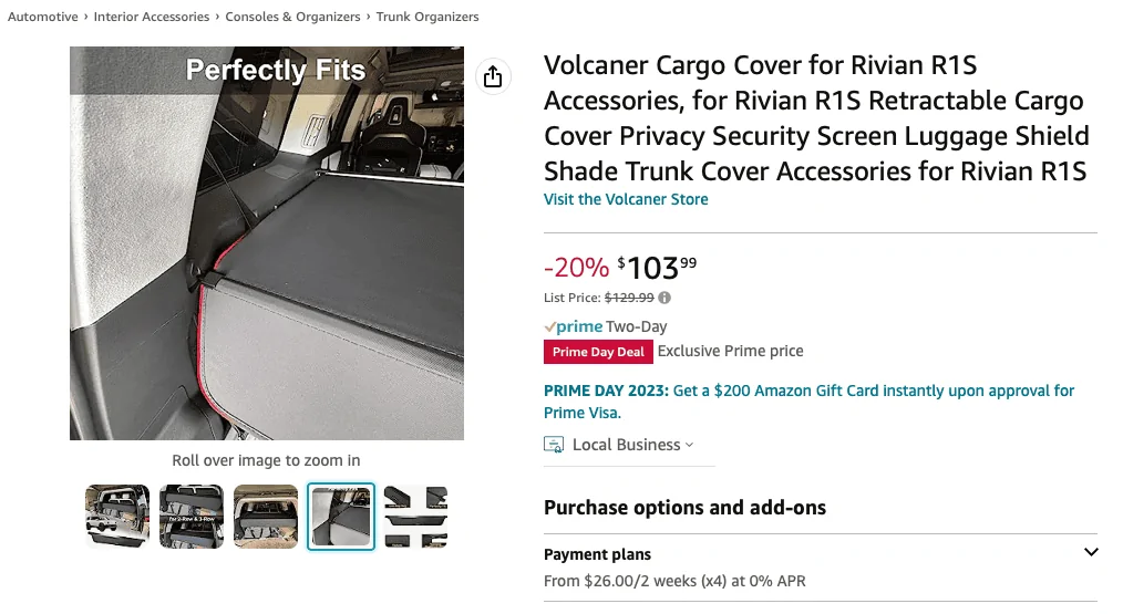 Rivian R1T R1S R1S Cargo Cover Back in Stock 1689085055567