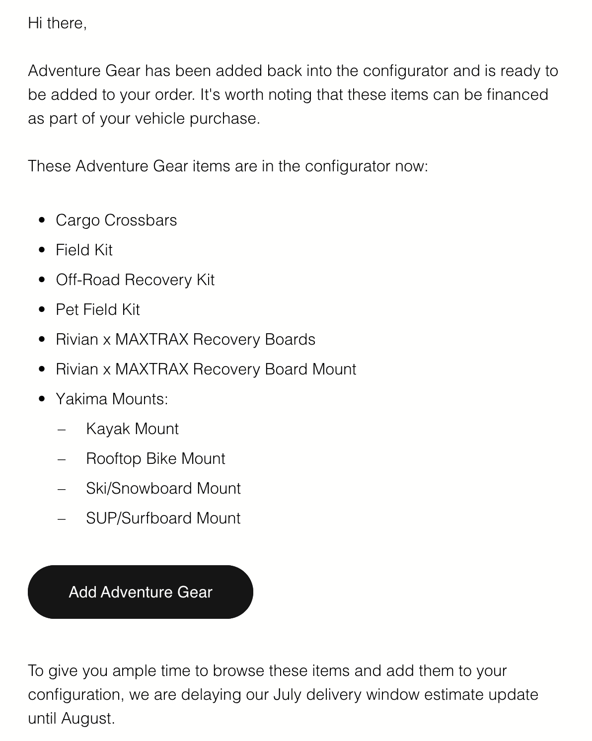 Rivian R1T R1S July Delivery Window Estimate Update Delayed Until August Screenshot 2023-07-12 at 9.53.02 PM