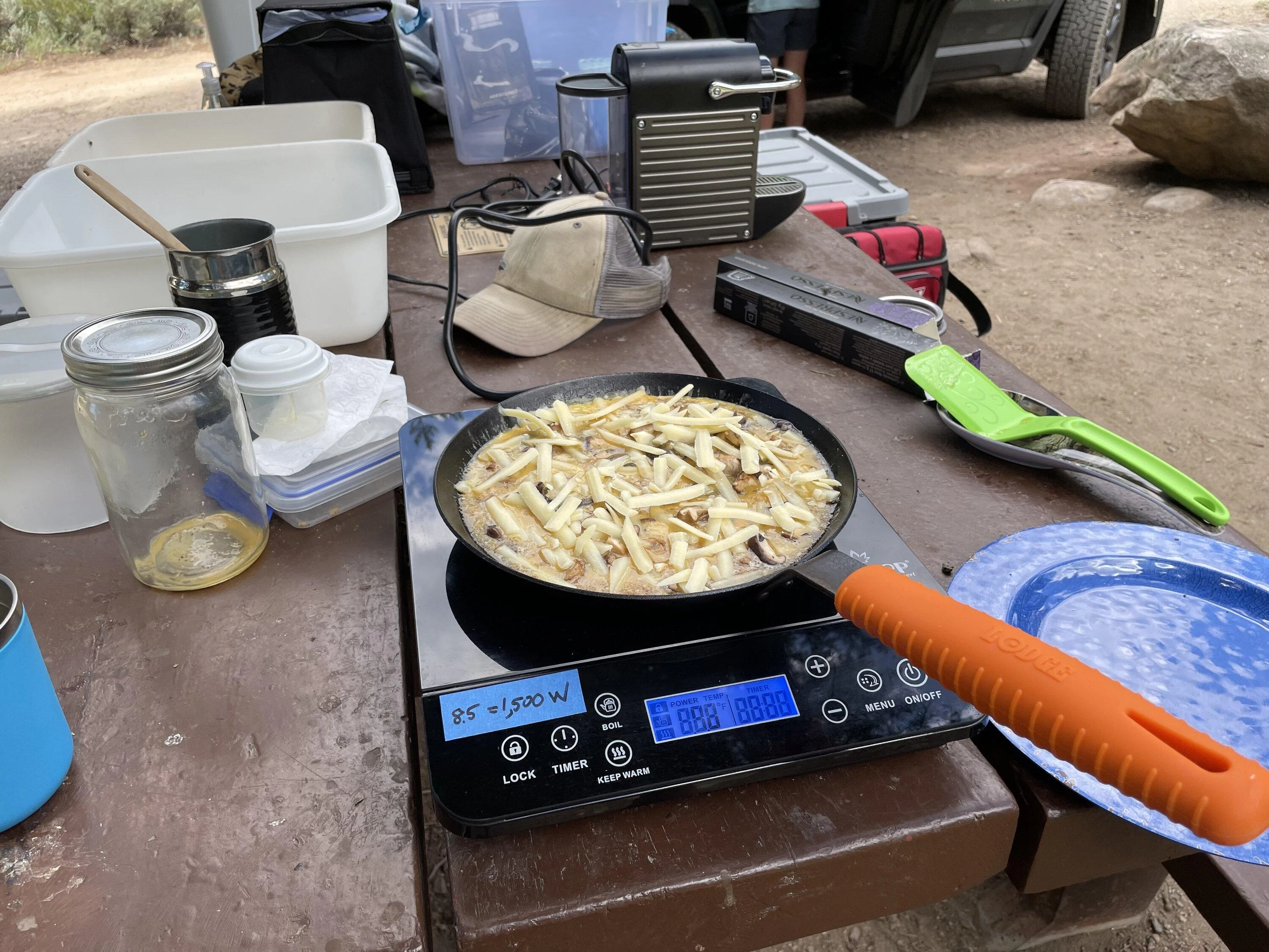 Rivian R1T R1S Car camping with induction stove and espresso machine is pretty sweet IMG_0657