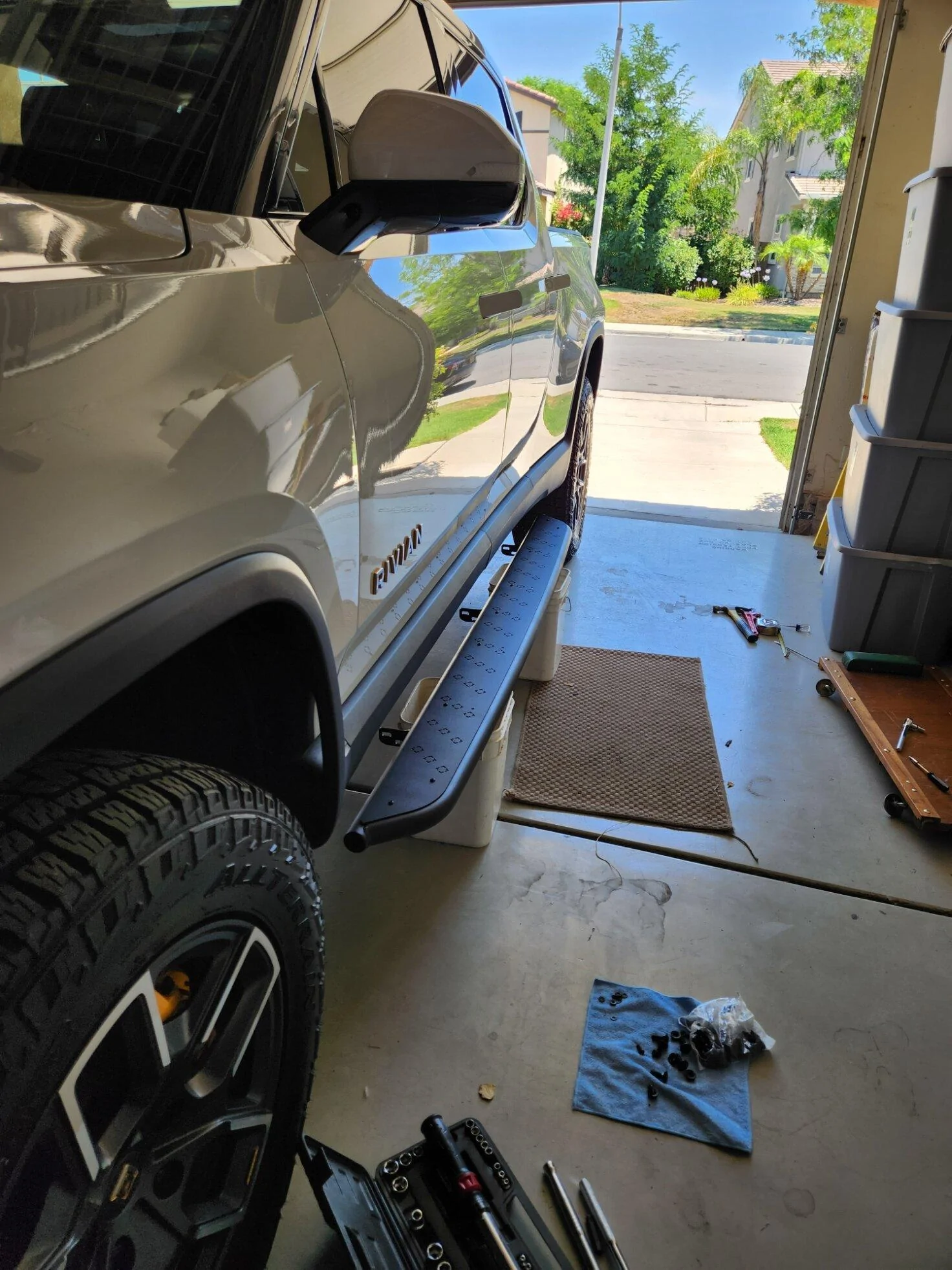 Rivian R1T R1S JEBINC’s Review and Installation of the EV Sportline / 1EV / RMaxx Running Boards – Including Lessons Learned, Tips and Sealing of 4” hole procedure! 20230715_123111