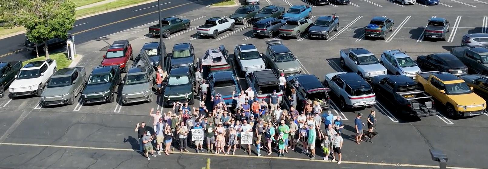 Rivian R1T R1S 24 Rivians drive above the tree line & meet a DUAL MOTOR Rivian R1T! overhead2