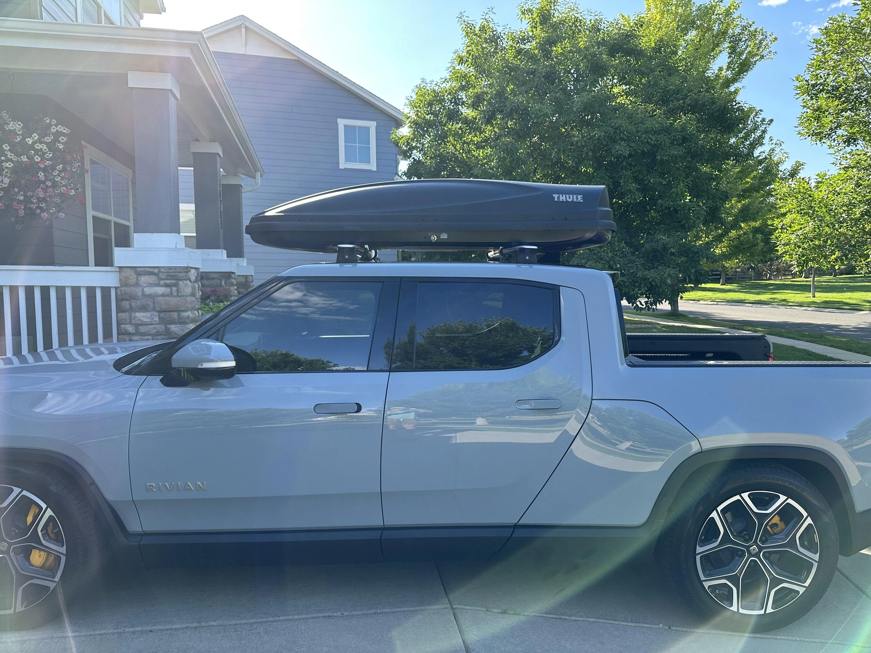 Rivian R1T R1S Effects of too large of a roof box?  Going camping, need storage! (PHOTOS of box install added!) IMG_2974