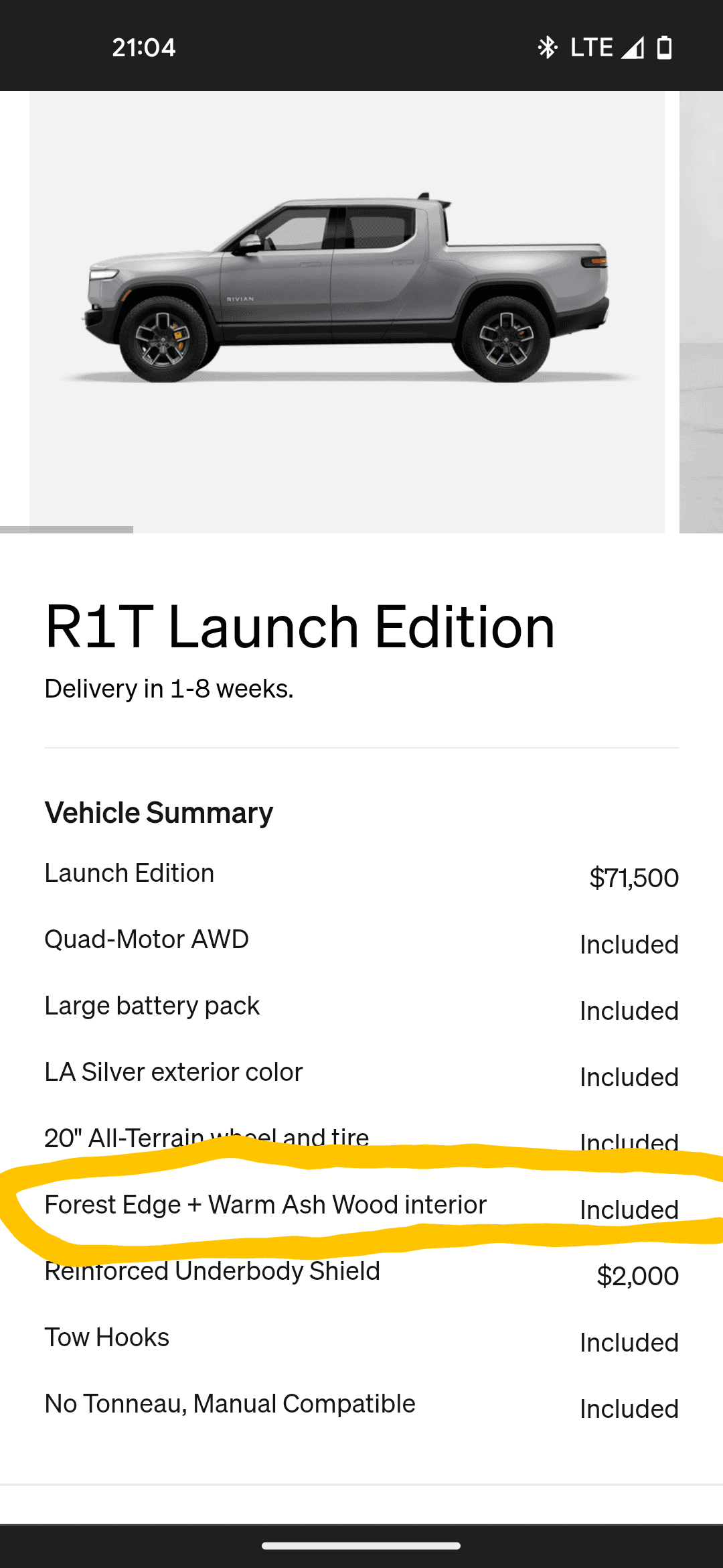 Rivian R1T R1S Still dealing with insurance but ordered a new R1T Screenshot_20230719-210459