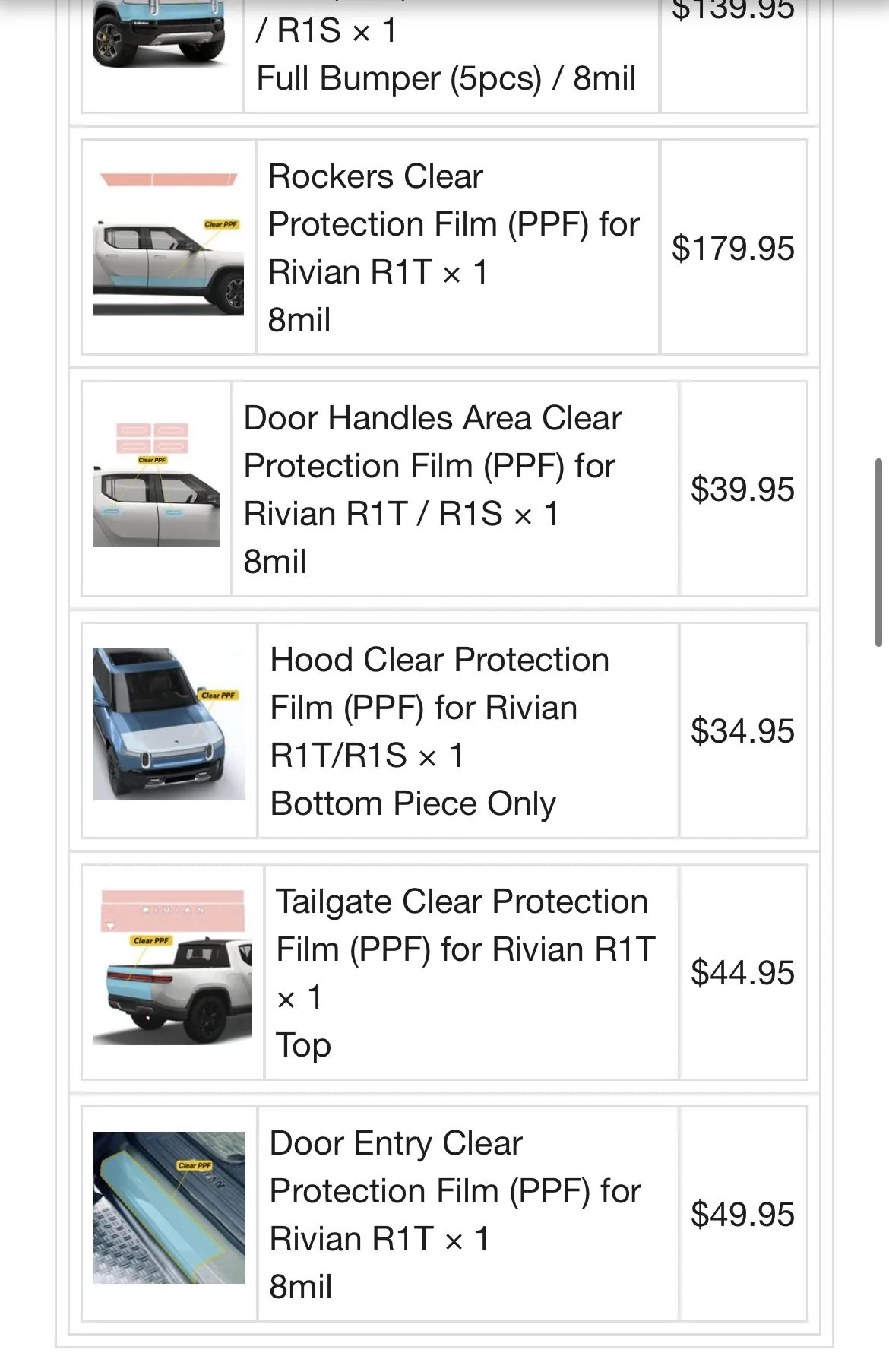 Rivian R1T R1S NEW TWRAPS PPF PACKAGE $415 IMG_3860