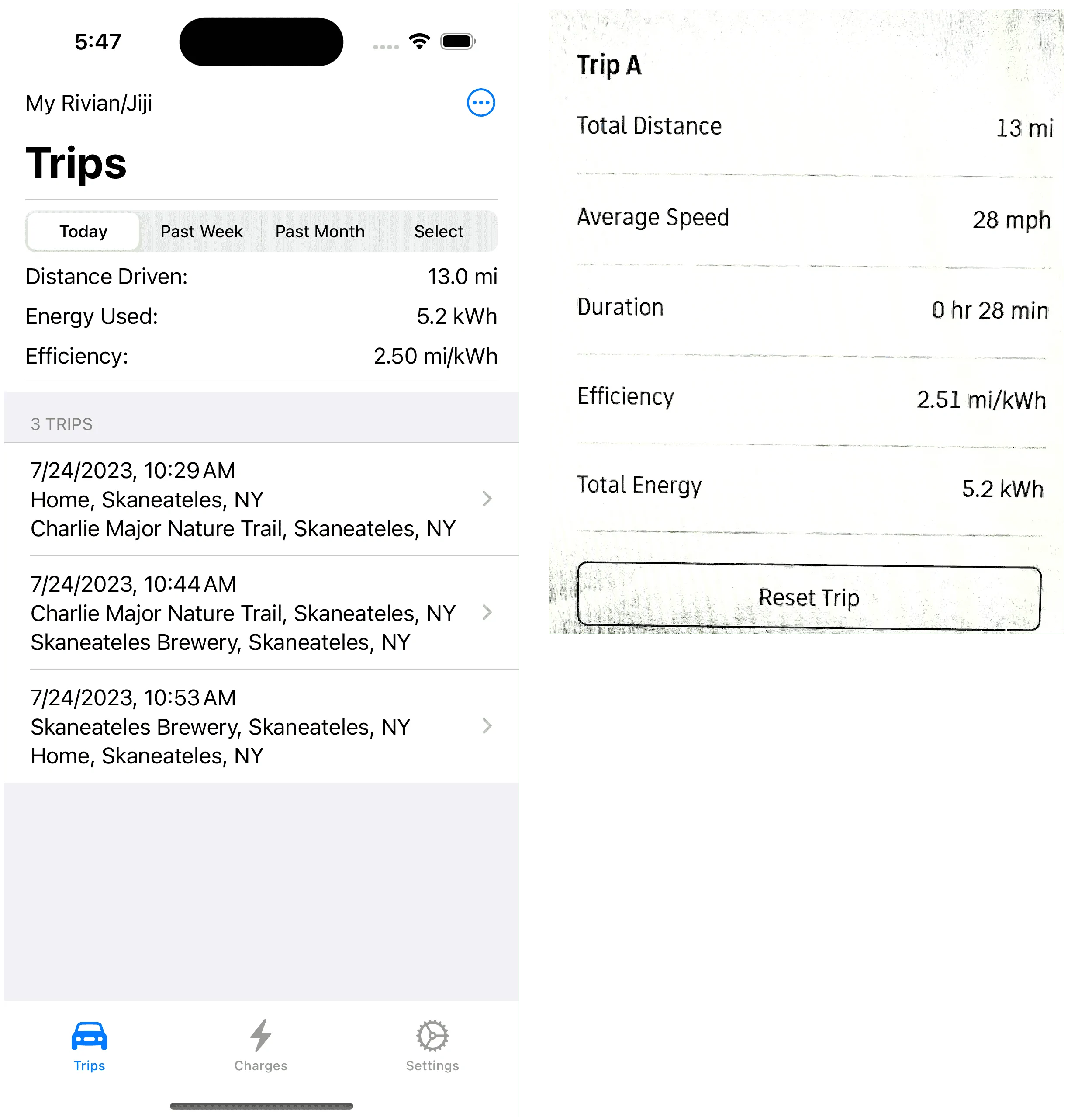 Rivian R1T R1S Preview of my iOS Rivian trip / charge app 1690235442374