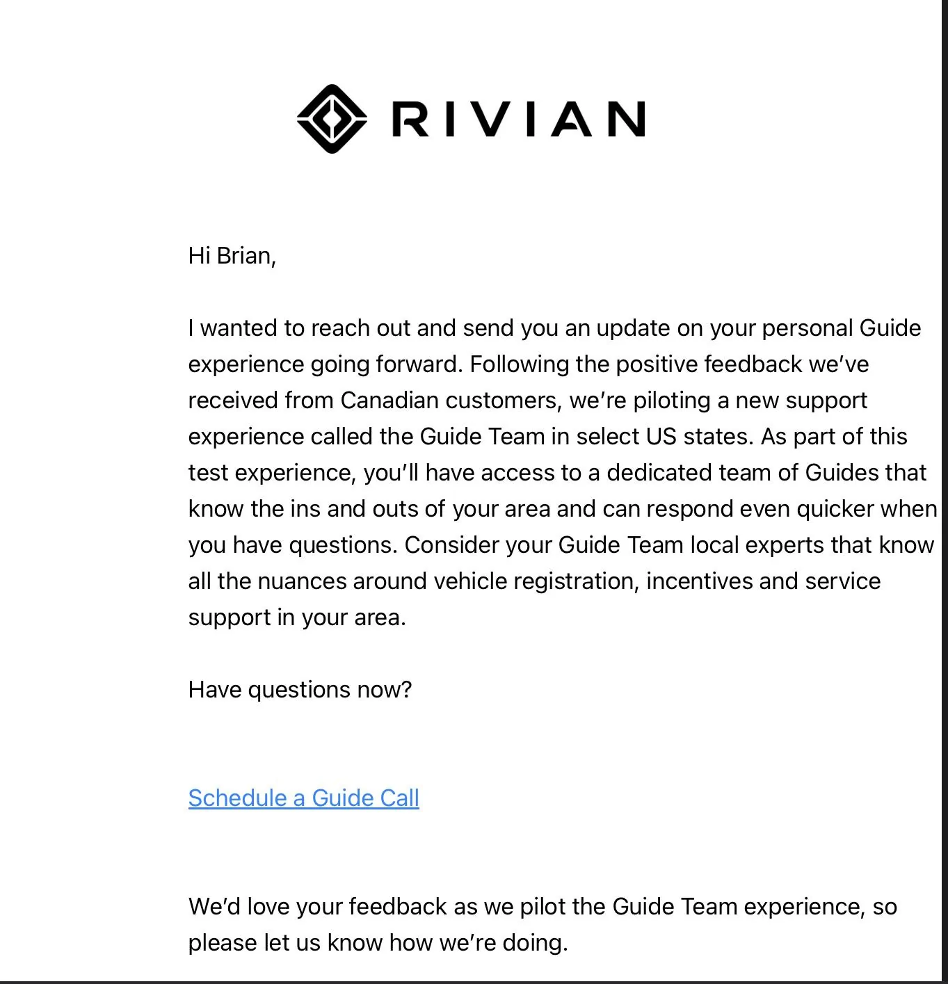 Rivian R1T R1S Question about guide contact after delivery IMG_0001