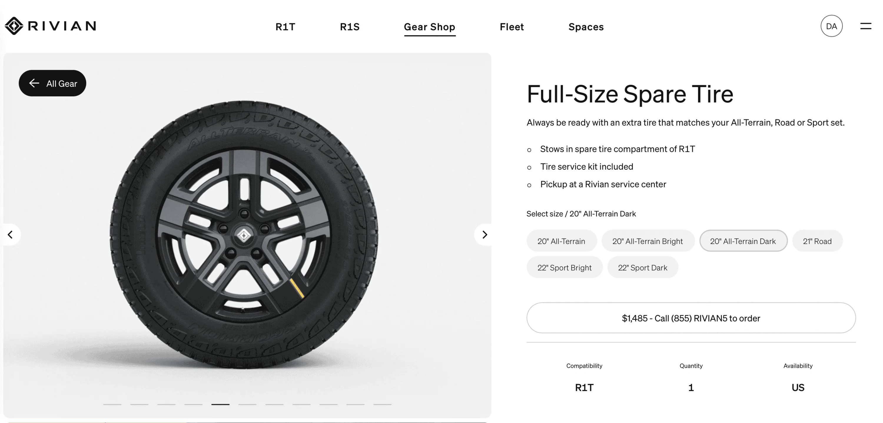Rivian R1T R1S Full Size spare tire and wheel now available in Rivian Gear Shop! 1690305580759