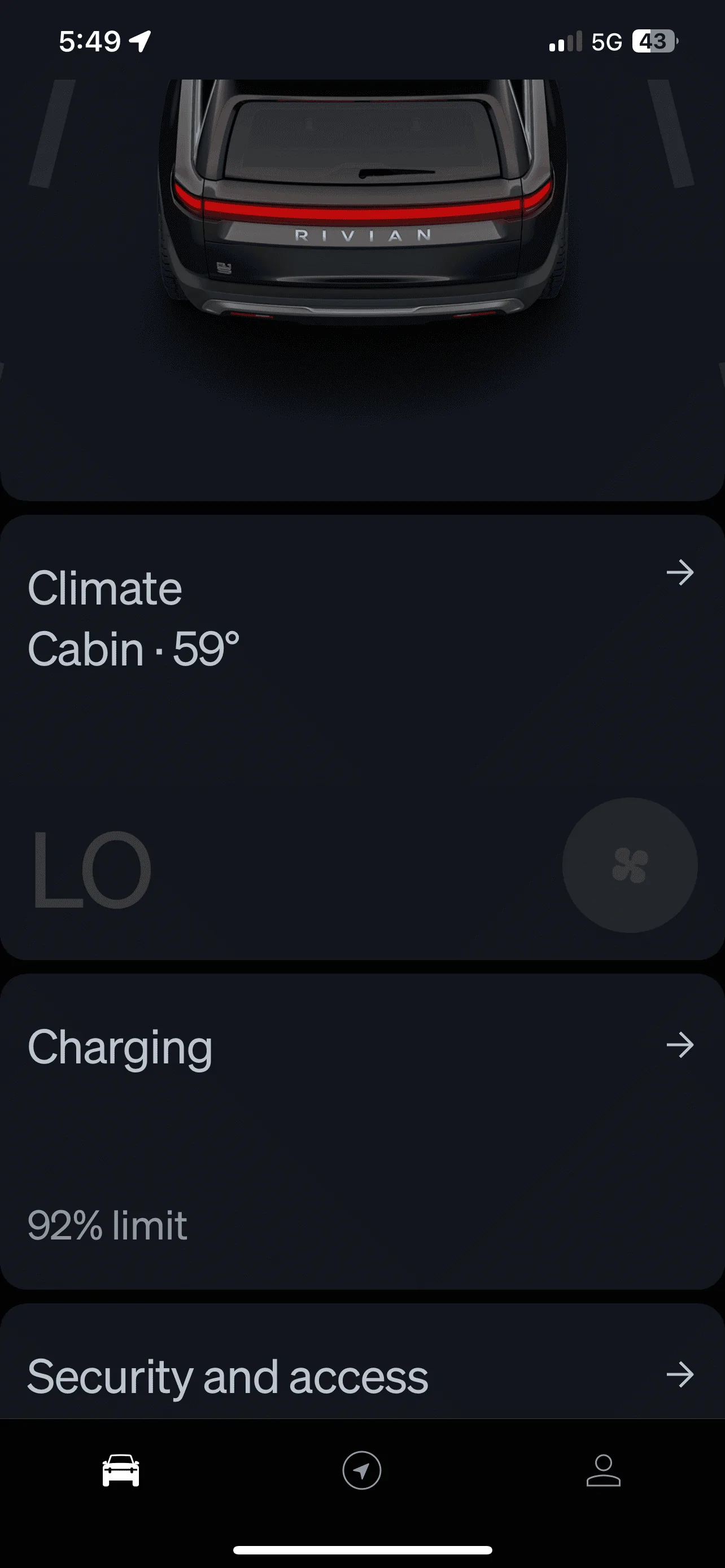 Rivian R1T R1S R1S cabin temperature just too hot for Florida IMG_2174