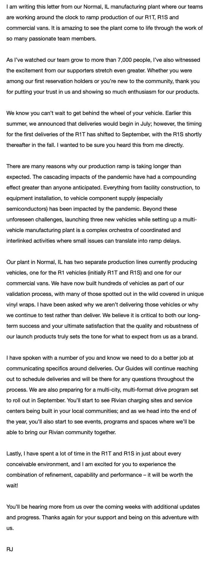 Rivian R1T R1S RJ Scaringe: first Rivian R1T deliveries delayed from July 2021 until September 216534502_10159418033564603_290004884768335016_n