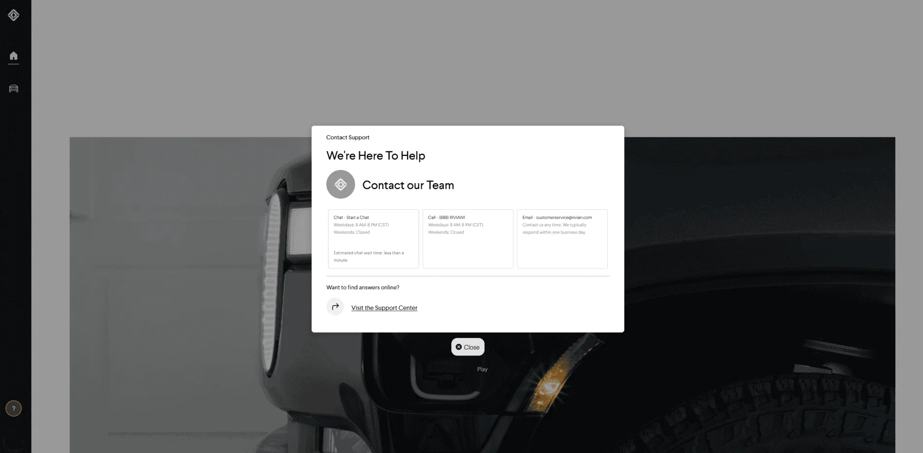 Rivian R1T R1S New tab in Account portal?? 1628031982694