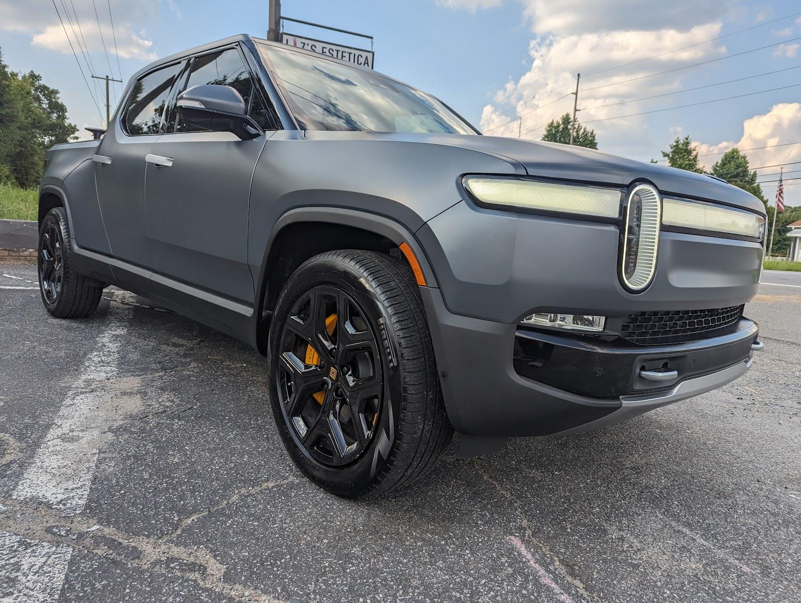 Rivian R1T R1S Rivian Blue R1S Satin Matte Xpel STEALTH Chrome Delete Ceramic Coat Window Tint StealthWrap2