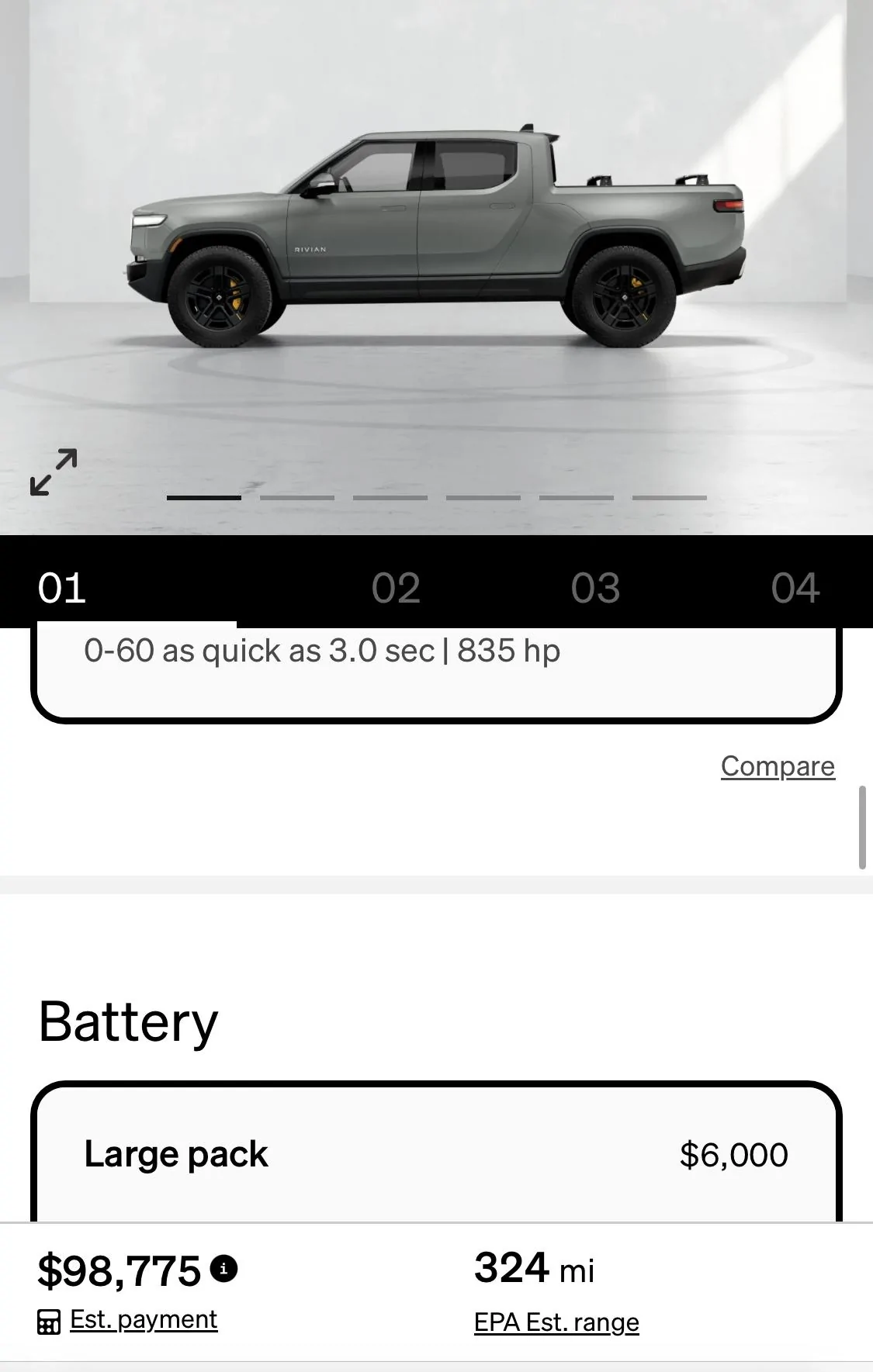 Rivian R1T R1S Different EPA estimates for reservation vs visualize IMG_3572