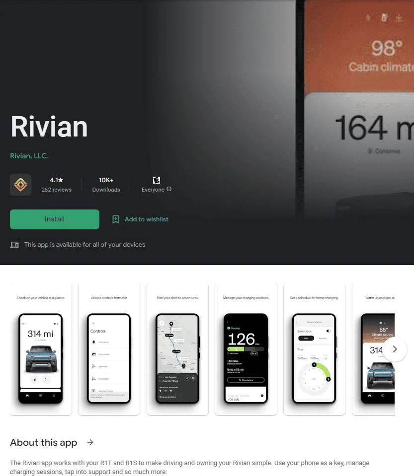 Rivian R1T R1S Rivian app 2.0 is live! 1690556113153