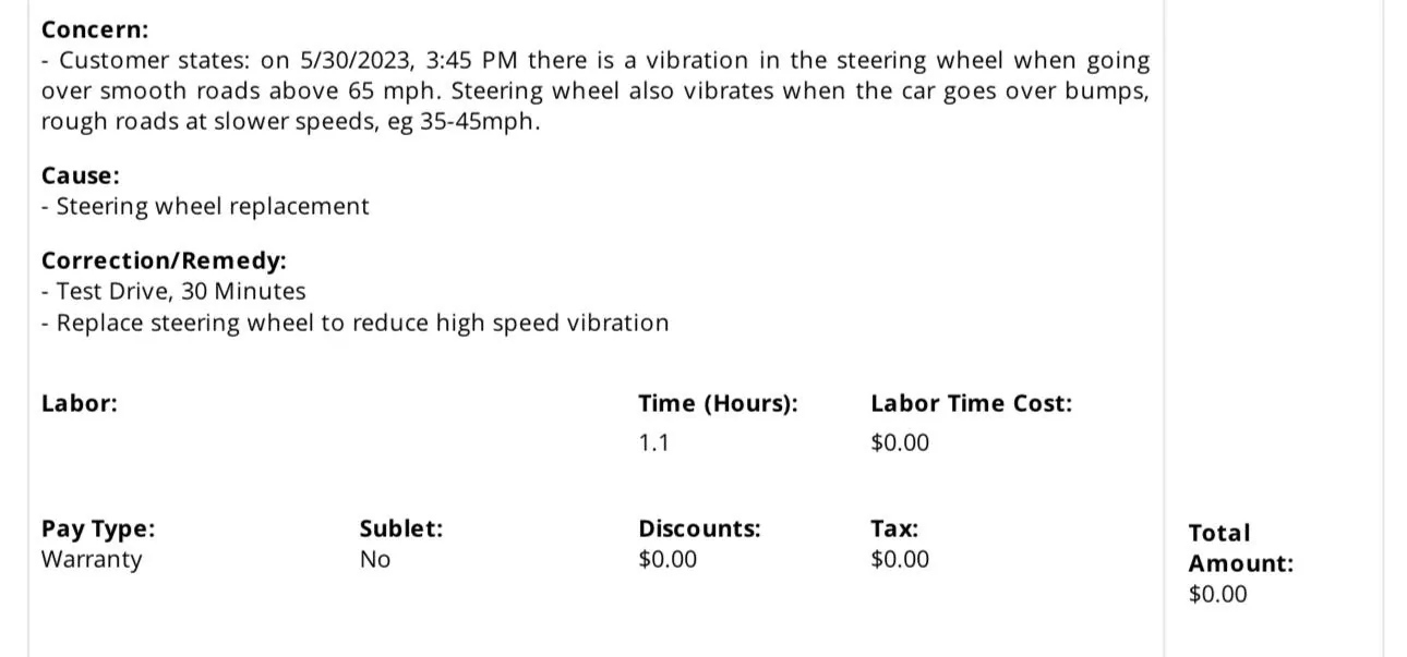 Rivian R1T R1S Steering Wheel Replaced for Steering Wheel Vibration Issue IMG_6943