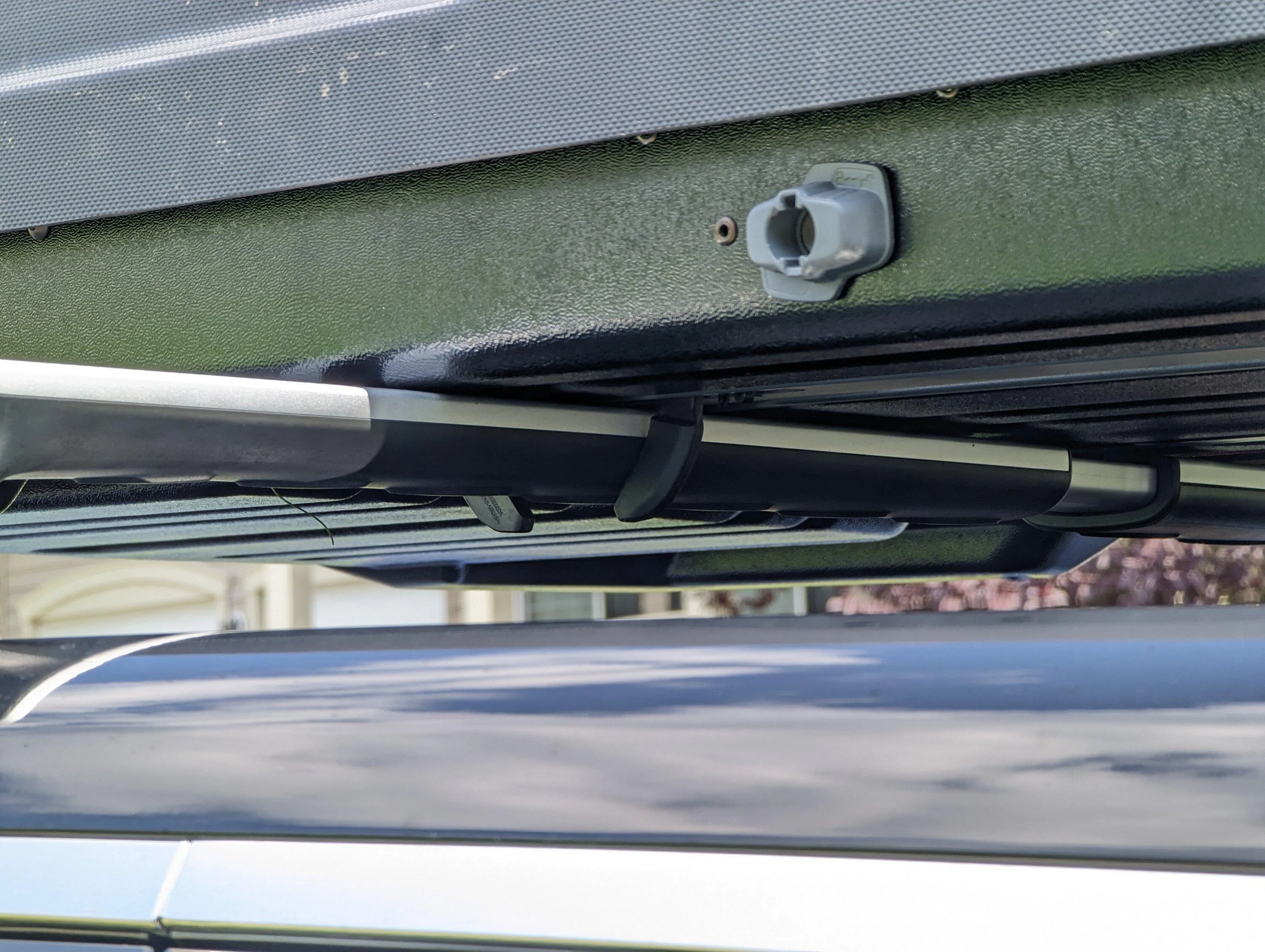 Rivian R1T R1S Thule Force XT XXL Rooftop Cargo Box installed on R1S PXL_20230731_175054288