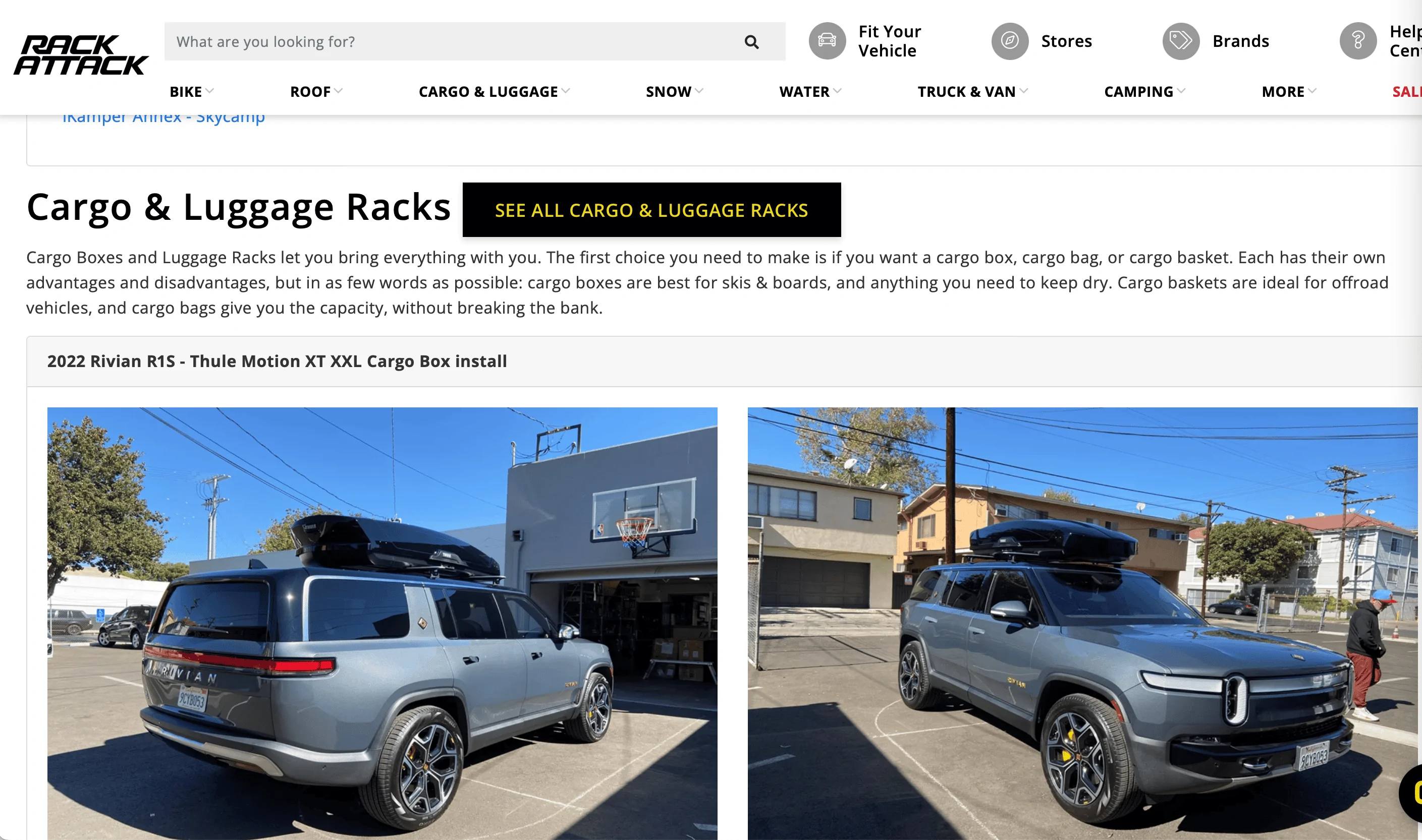 Rivian R1T R1S Thule Force XT XXL Rooftop Cargo Box installed on R1S Screenshot 2023-08-01 at 2.53.40 PM