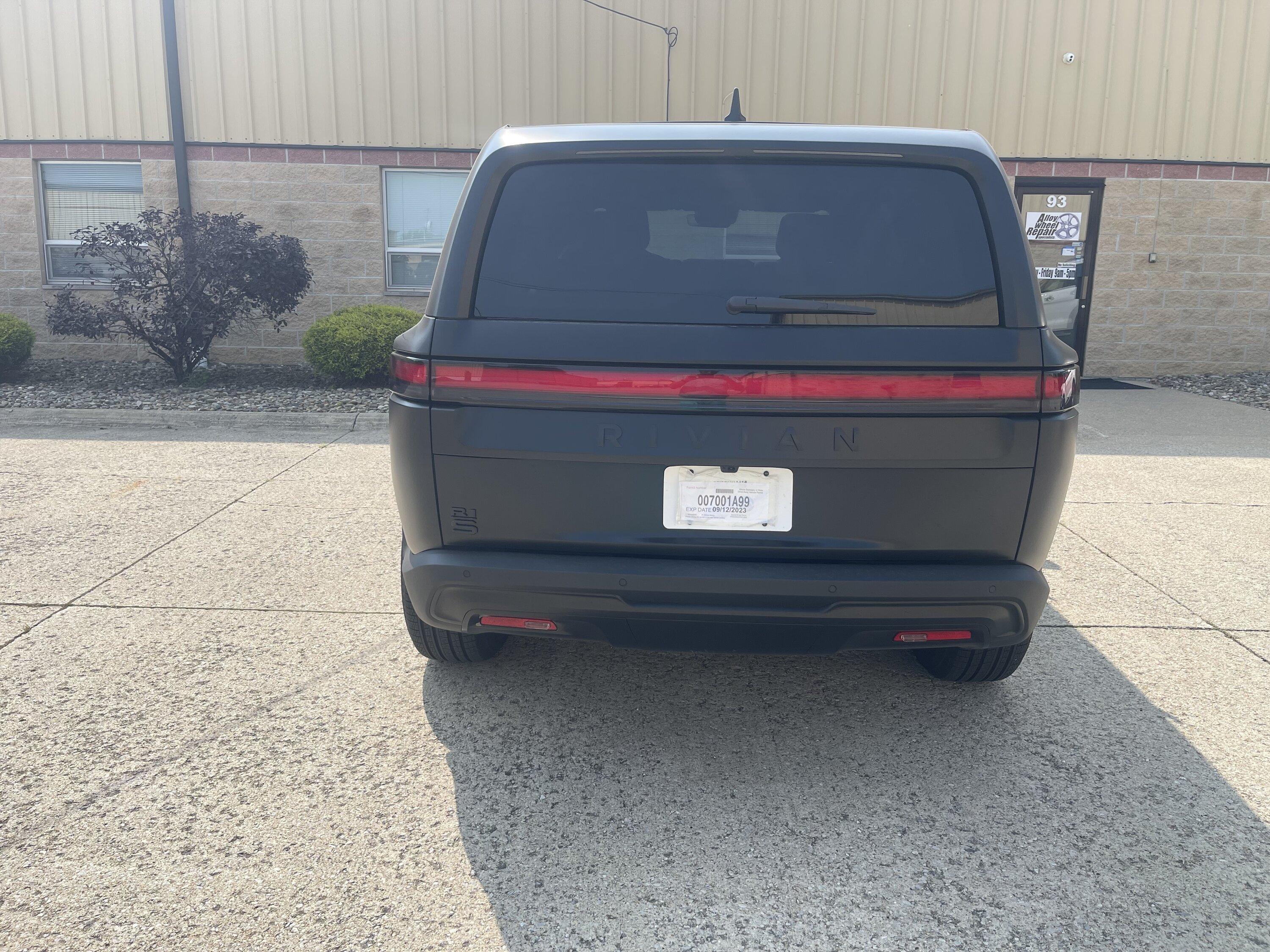 Rivian R1T R1S Blacked Out Stealth Wrapped Entire R1S IMG_3533