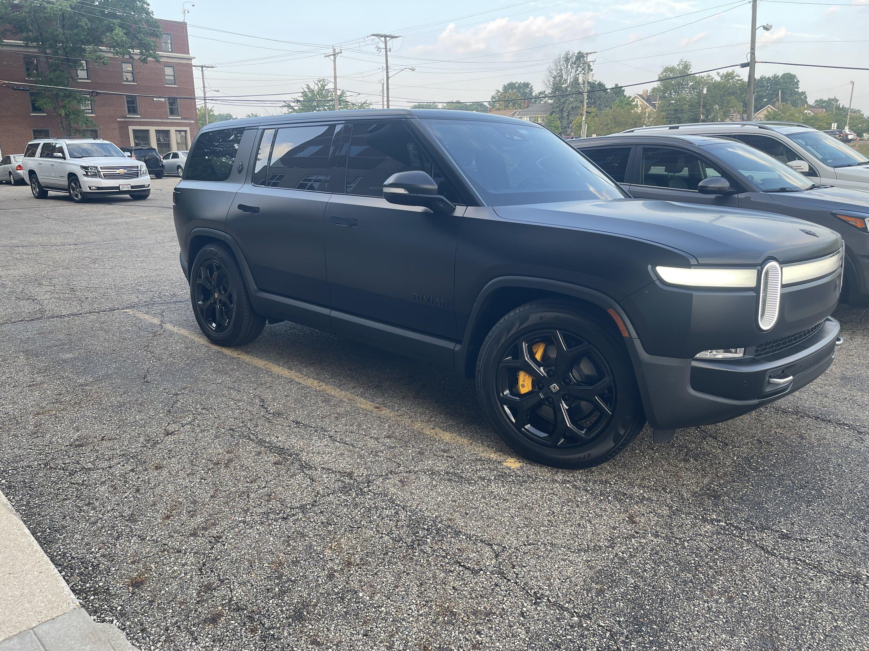 Rivian R1T R1S Blacked Out Stealth Wrapped Entire R1S IMG_3537