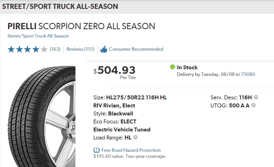 Rivian R1T R1S Discount Tire Selection Beware 1691186931680