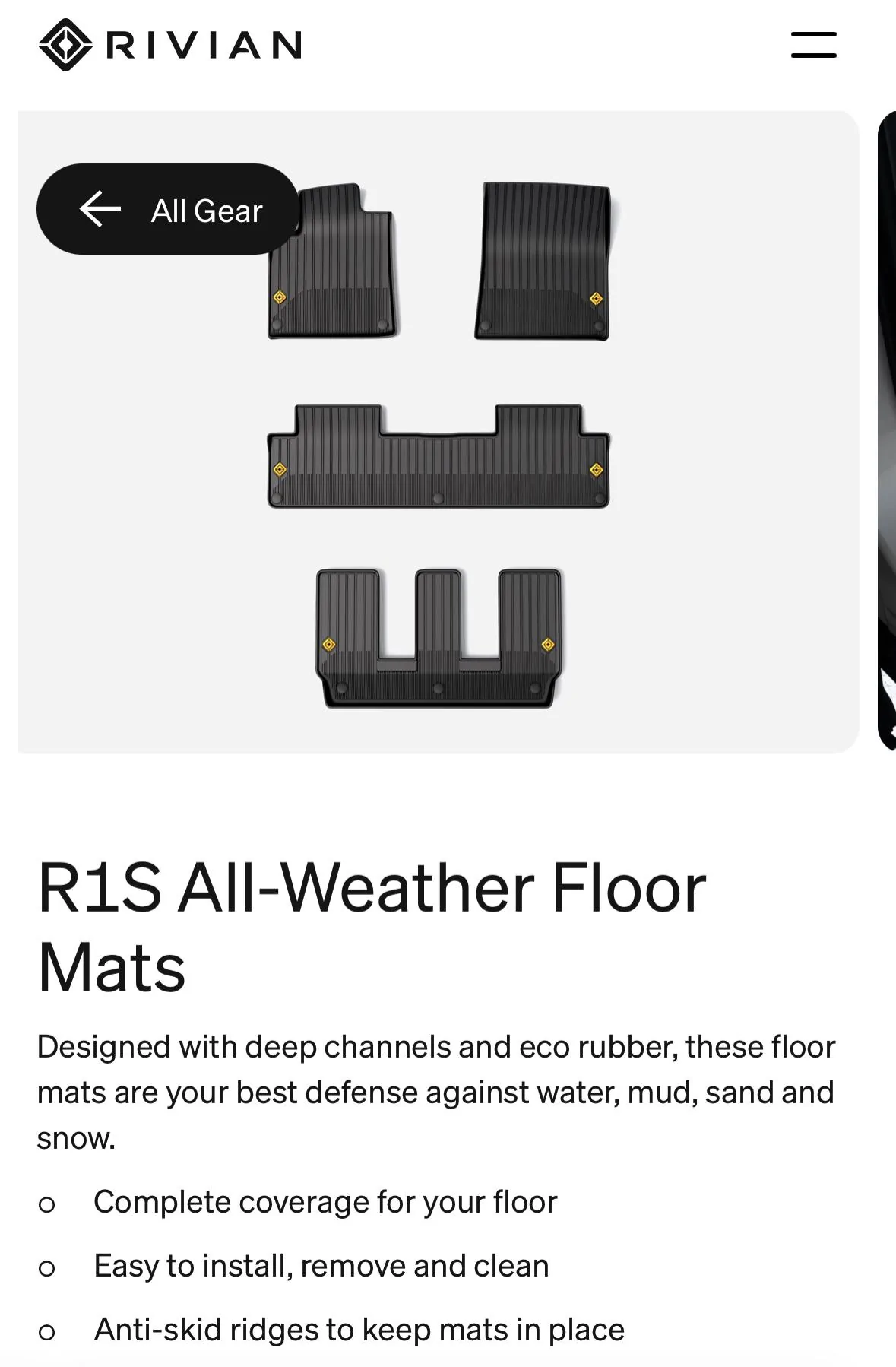 Rivian R1T R1S R1s mats IMG_2029