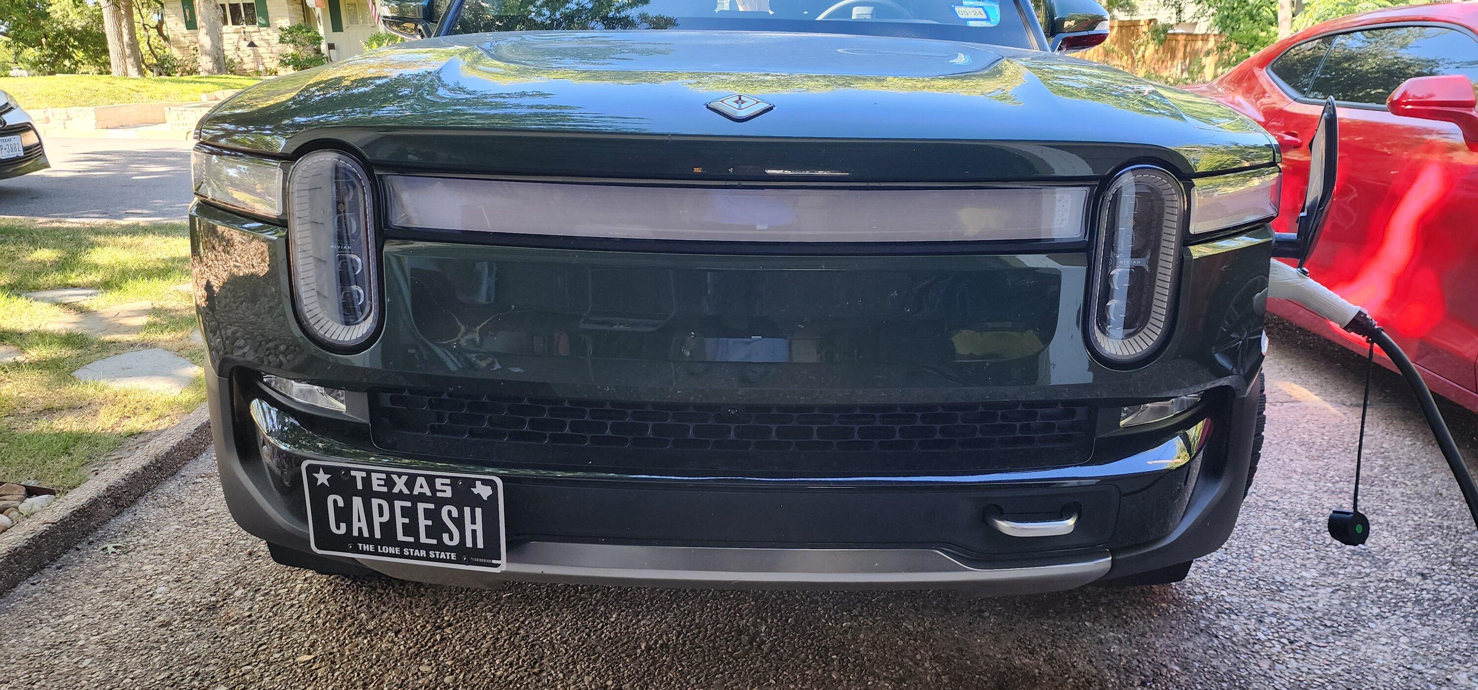 Rivian R1T R1S BuiltRight license plate holder installed 20230807_172839