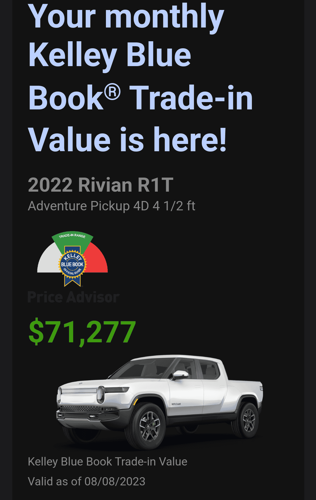 Rivian R1T R1S Used R1T Prices / Trade Value Declines Screenshot_20230808-090337~2
