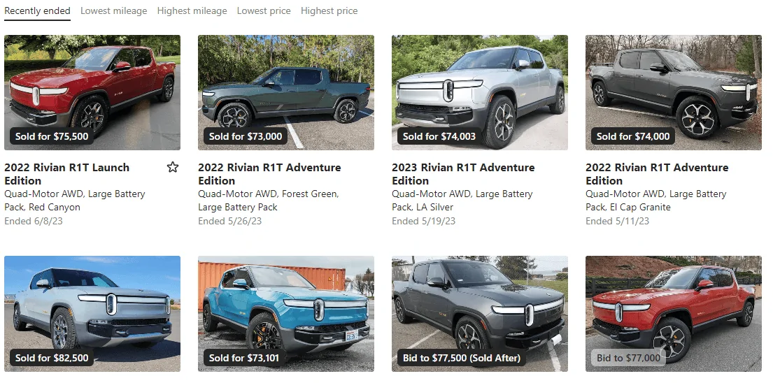 Rivian R1T R1S Used R1T Prices / Trade Value Declines 1691509688637