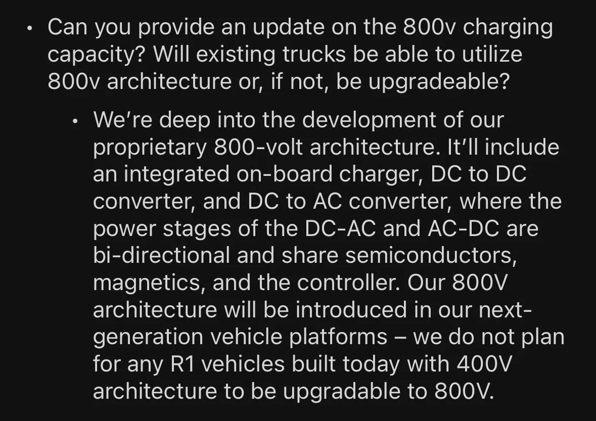 Rivian R1T R1S 800V Architecture Not Coming Until Next Gen Vehicles + Other Updates From Weekly Rivian Roundup 8/12/23 IMG_2946
