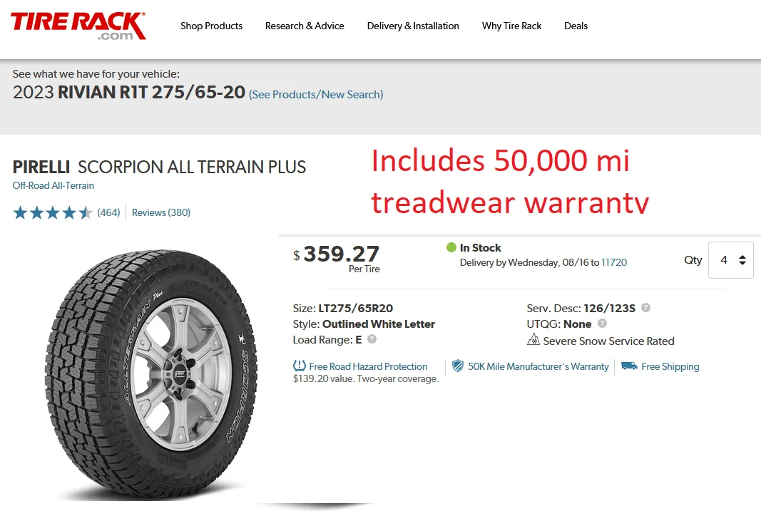 Rivian R1T R1S 5 tire rotation experiences? 1692044806893