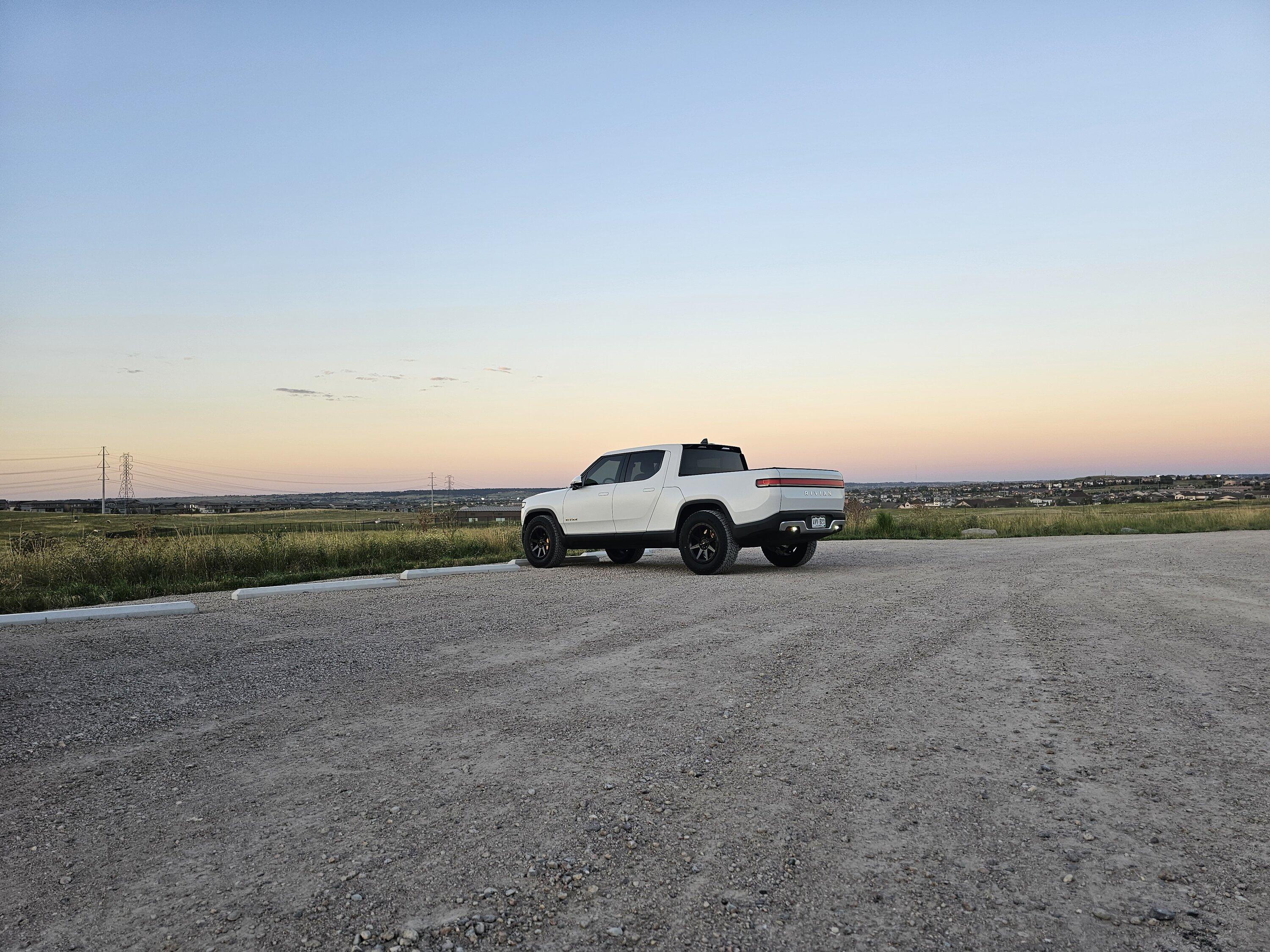 Rivian R1T R1S EV Sportline R800 Wheels + Falken WildPeak A/T3W Tires installed photos 20230815_195117