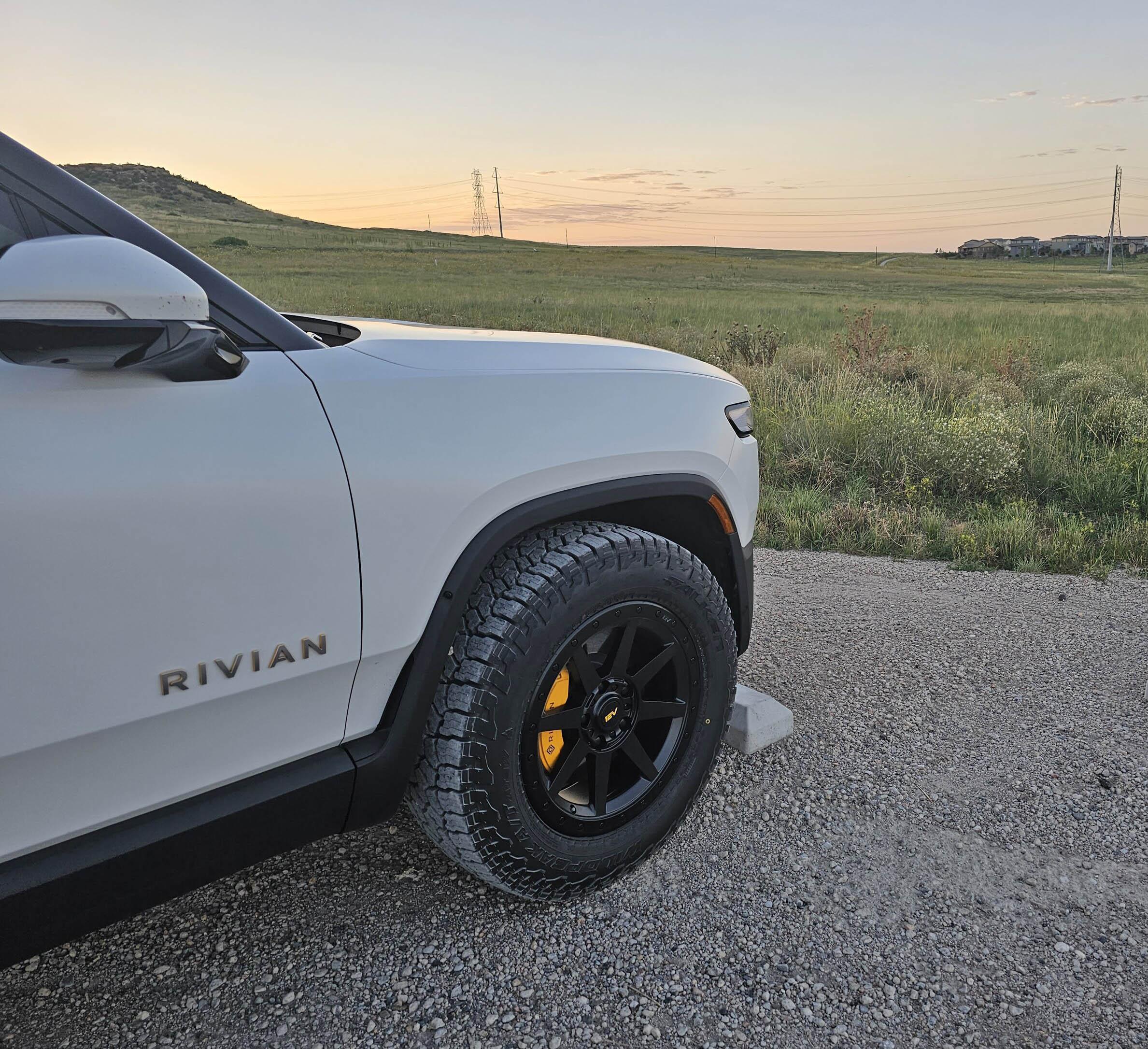 Rivian R1T R1S EV Sportline R800 Wheels + Falken WildPeak A/T3W Tires installed photos 20230815_195042